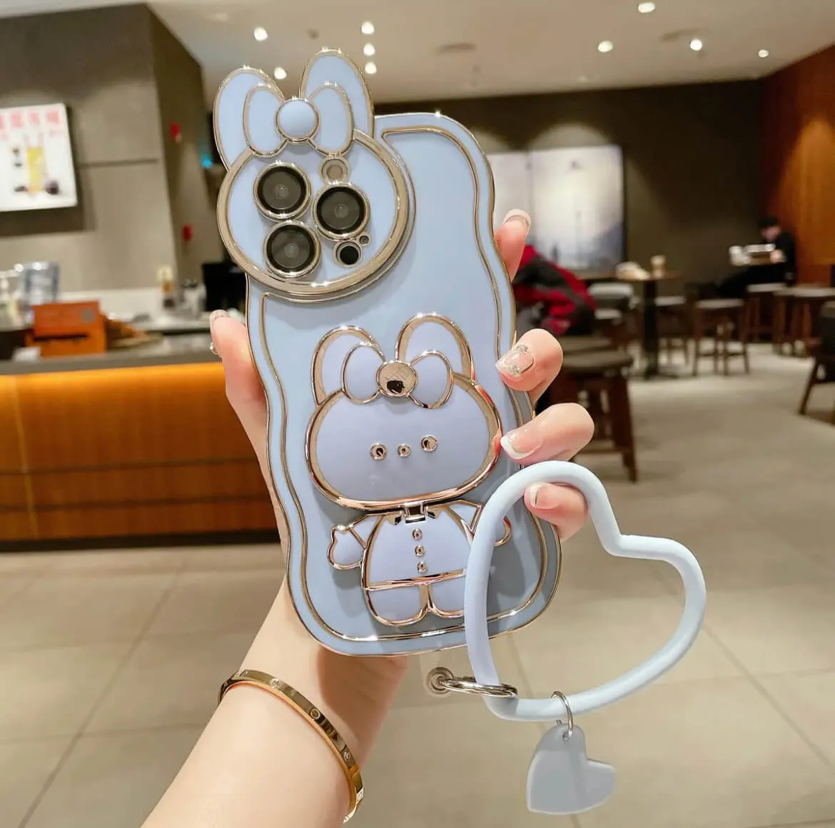 Moe rabbit cosmetic mirror bracket phone case