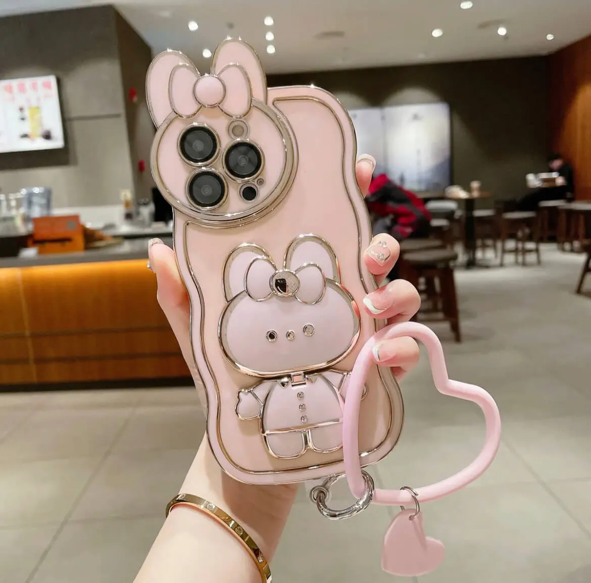 Moe rabbit cosmetic mirror bracket phone case