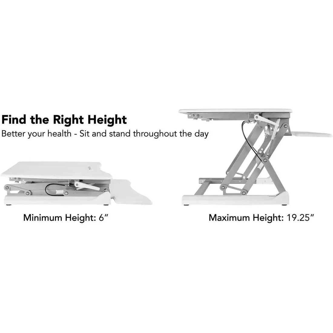 Mount-It! 35”W White Standing Desk Converter  Height-Adjustable Desk for Dual Monitors, MI-7956, MI-7955