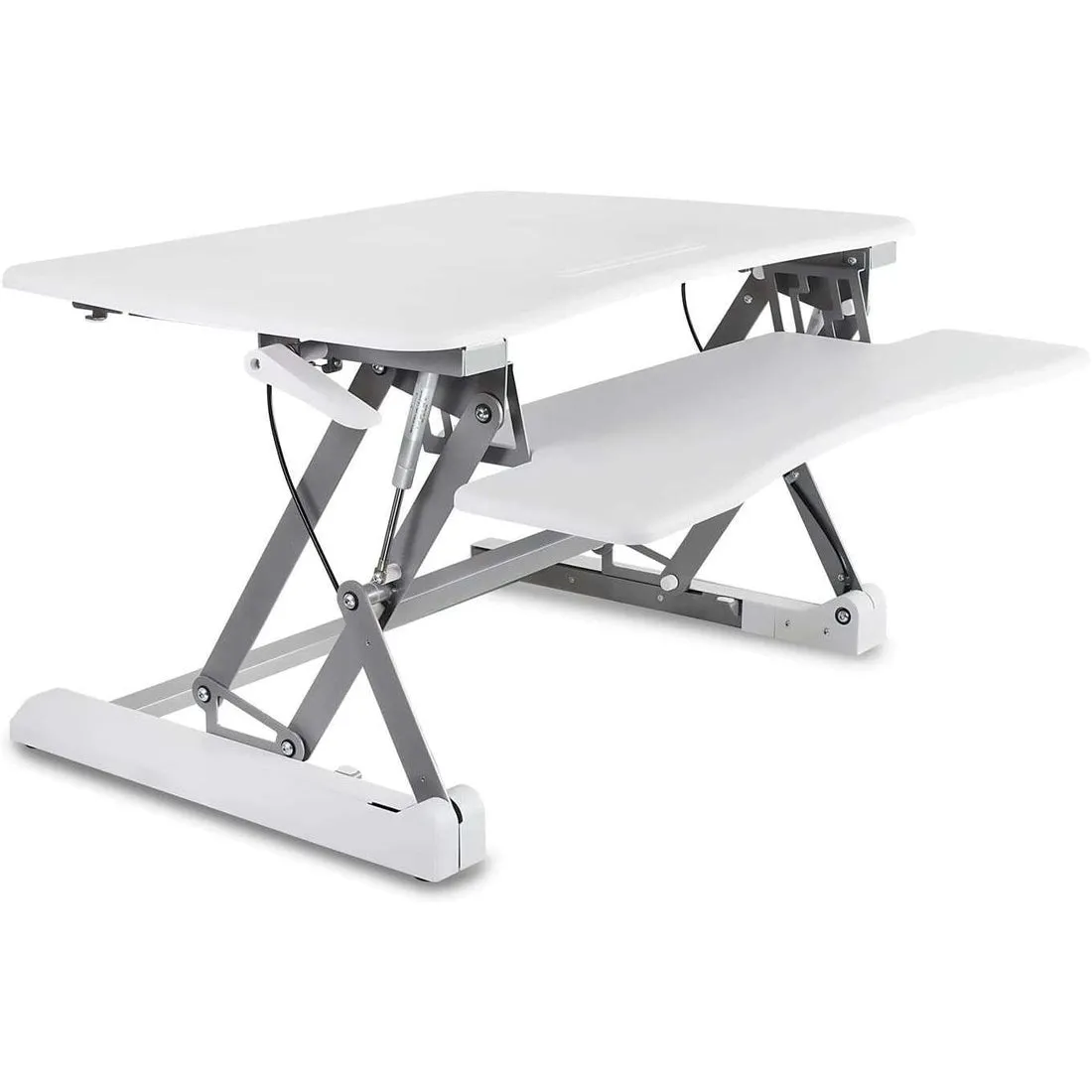 Mount-It! 35”W White Standing Desk Converter  Height-Adjustable Desk for Dual Monitors, MI-7956, MI-7955