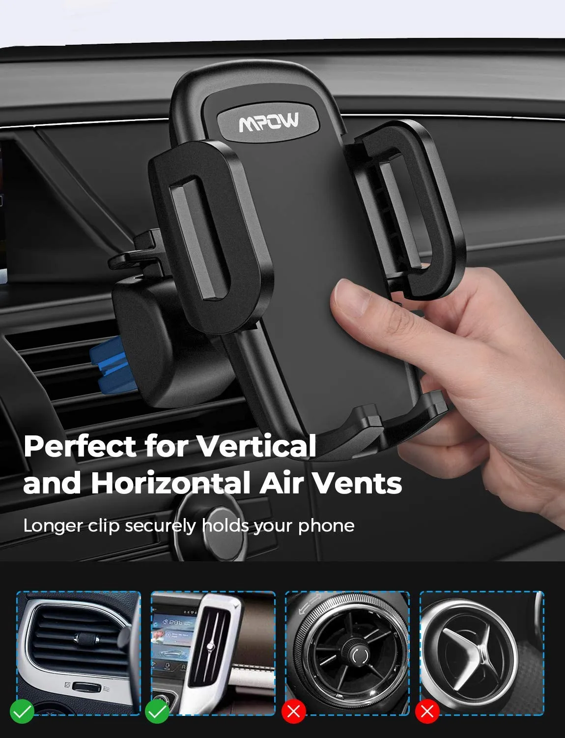 Mpow CA086B Universal Air Vent Car Phone Mount