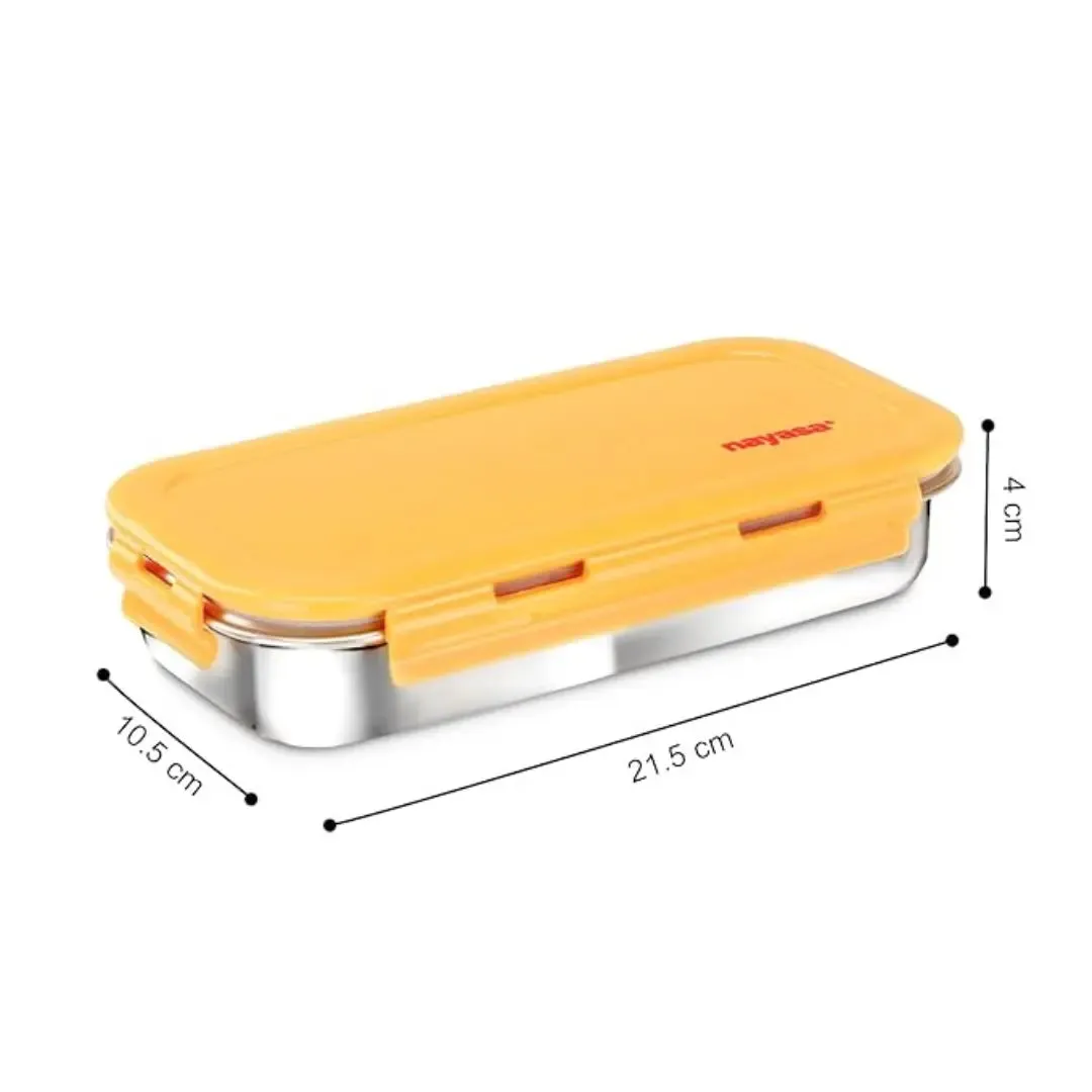 Nayasa Orange Eco Roti Lunch Box - Stainless Steel Office, School and Picnic Tiffin Box (580ML)