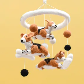 Nursery Cot Mobile - Jumping Corgi Dogs