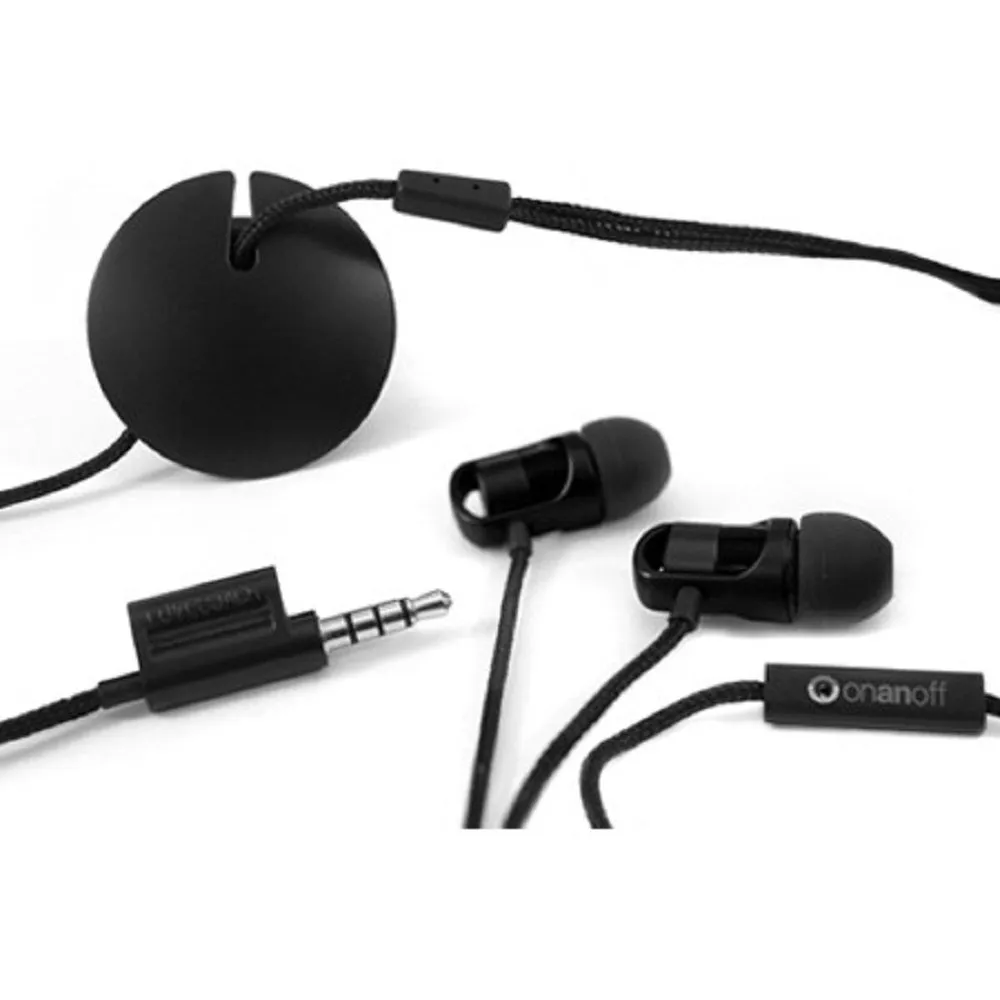 onanoff Magnum HD Noise Isolating Earbud w In-line Mic, Remote and Magneat Black