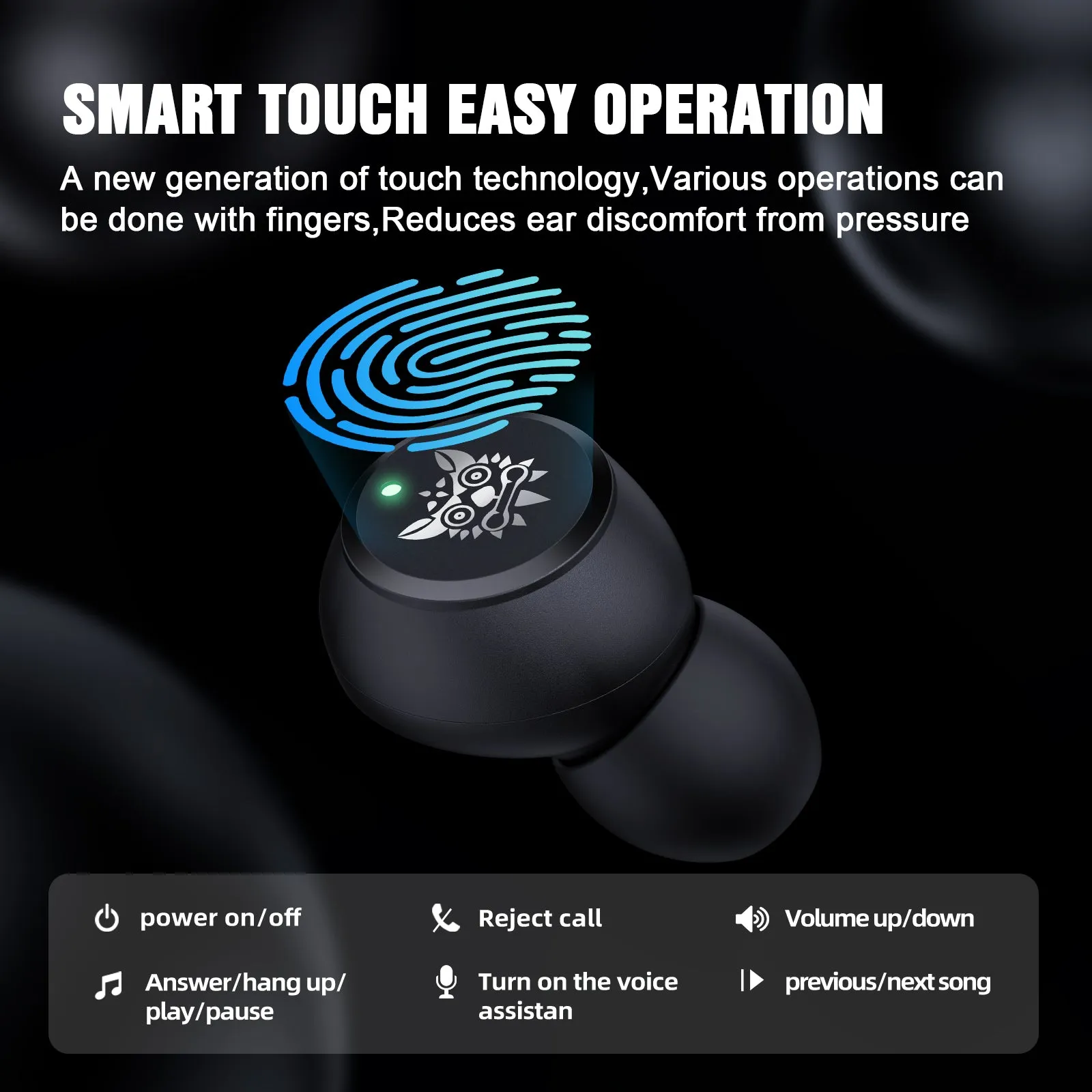 ONIKUMA T305 TWS Wireless Bluetooth V5.3 Earbuds, Digital Display Noise Reduction Fast Charging Earphone