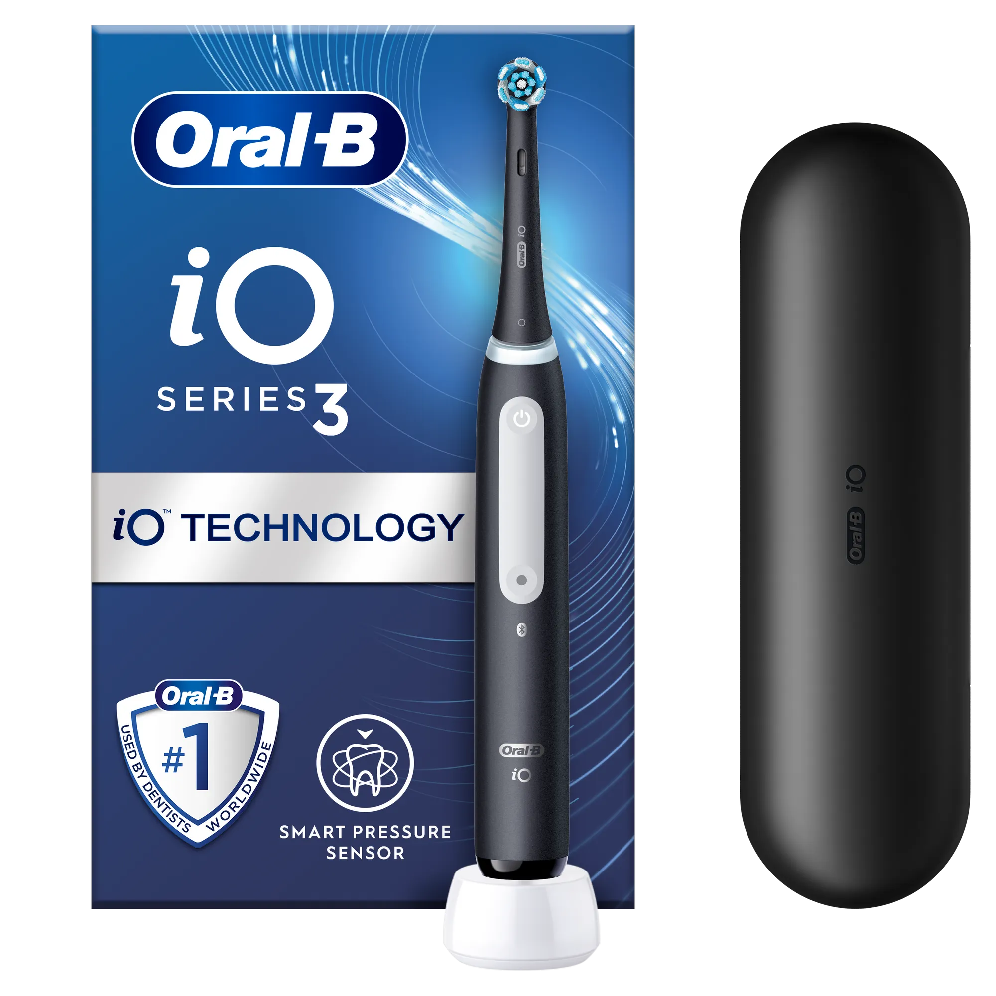 Oral B Io3 Matte Black Electric Toothbrush   Travel Case