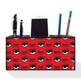 Pen Mobile Stand Holder Desk Organizer - Eyes In Red Colored