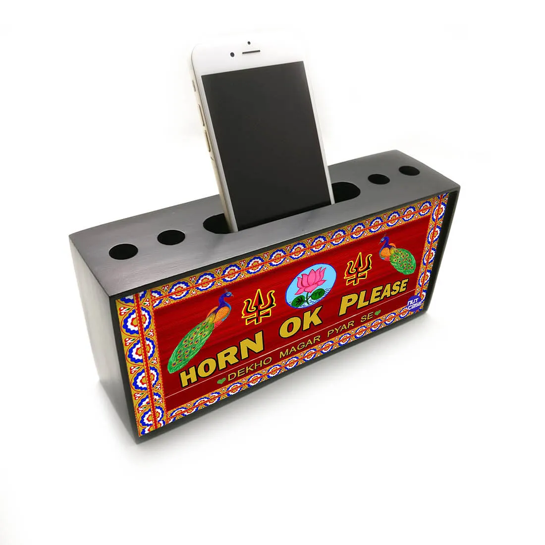 Pen Mobile Stand Holder Desk Organizer - Horn OK Please (Lotus)