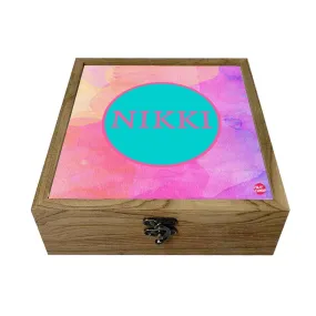 Personalized Jewellery Box in Wood for Women - Purple Watercolor