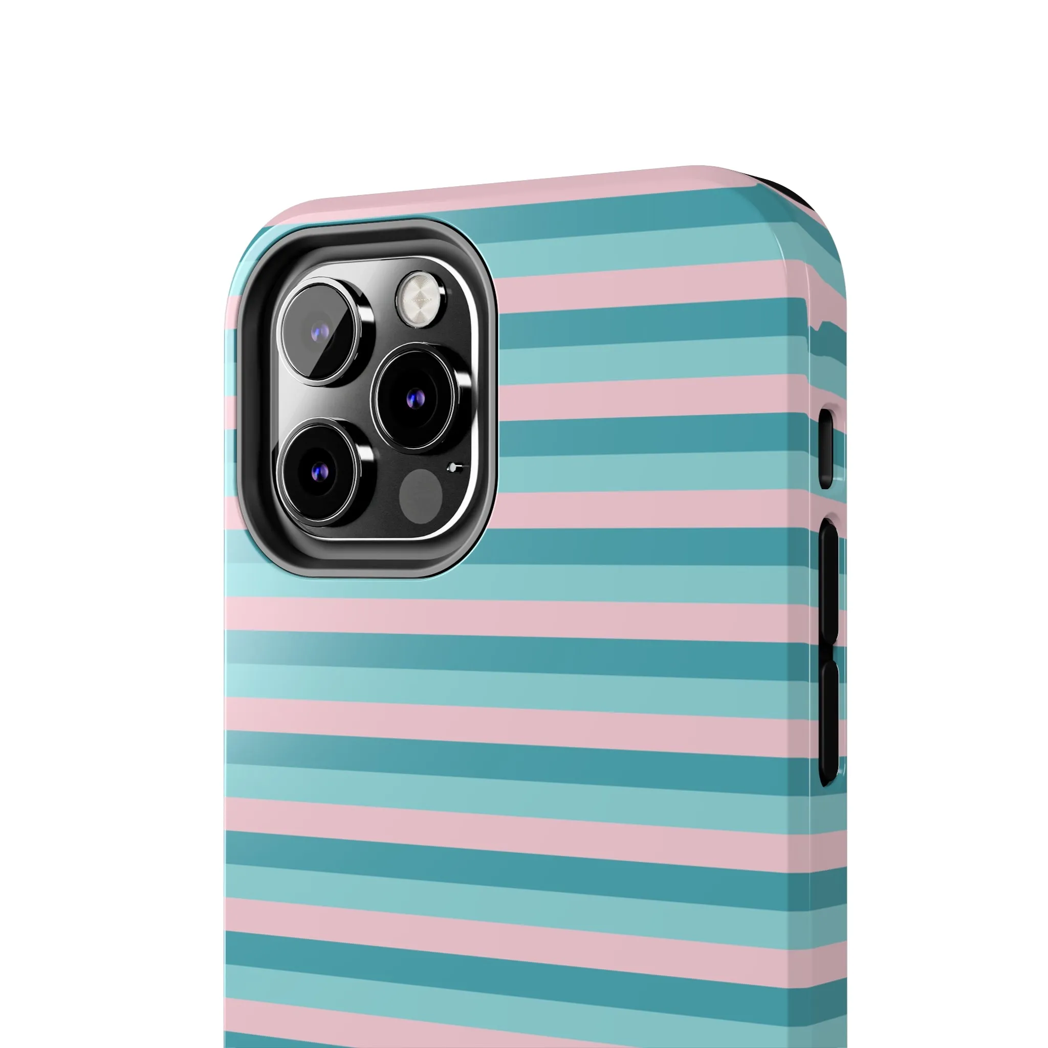 Pink and Aqua Girly Stripe print Design Tough Phone Case compatible with a large variety of iPhone models, Gift, Phone Case