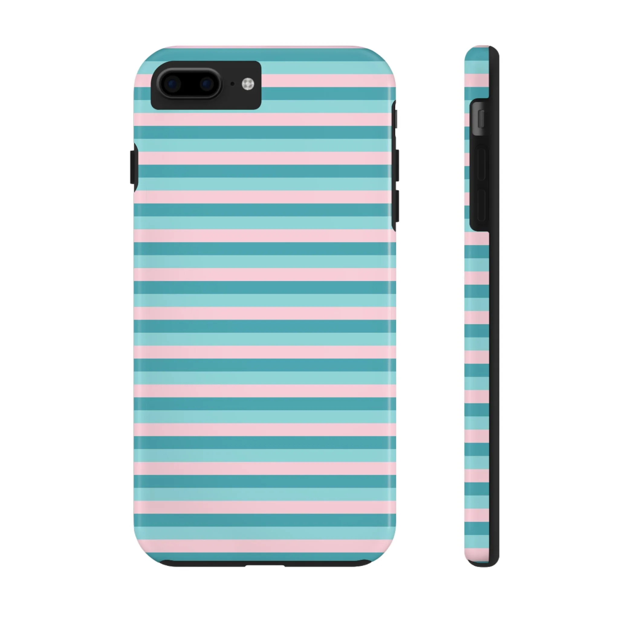 Pink and Aqua Girly Stripe print Design Tough Phone Case compatible with a large variety of iPhone models, Gift, Phone Case