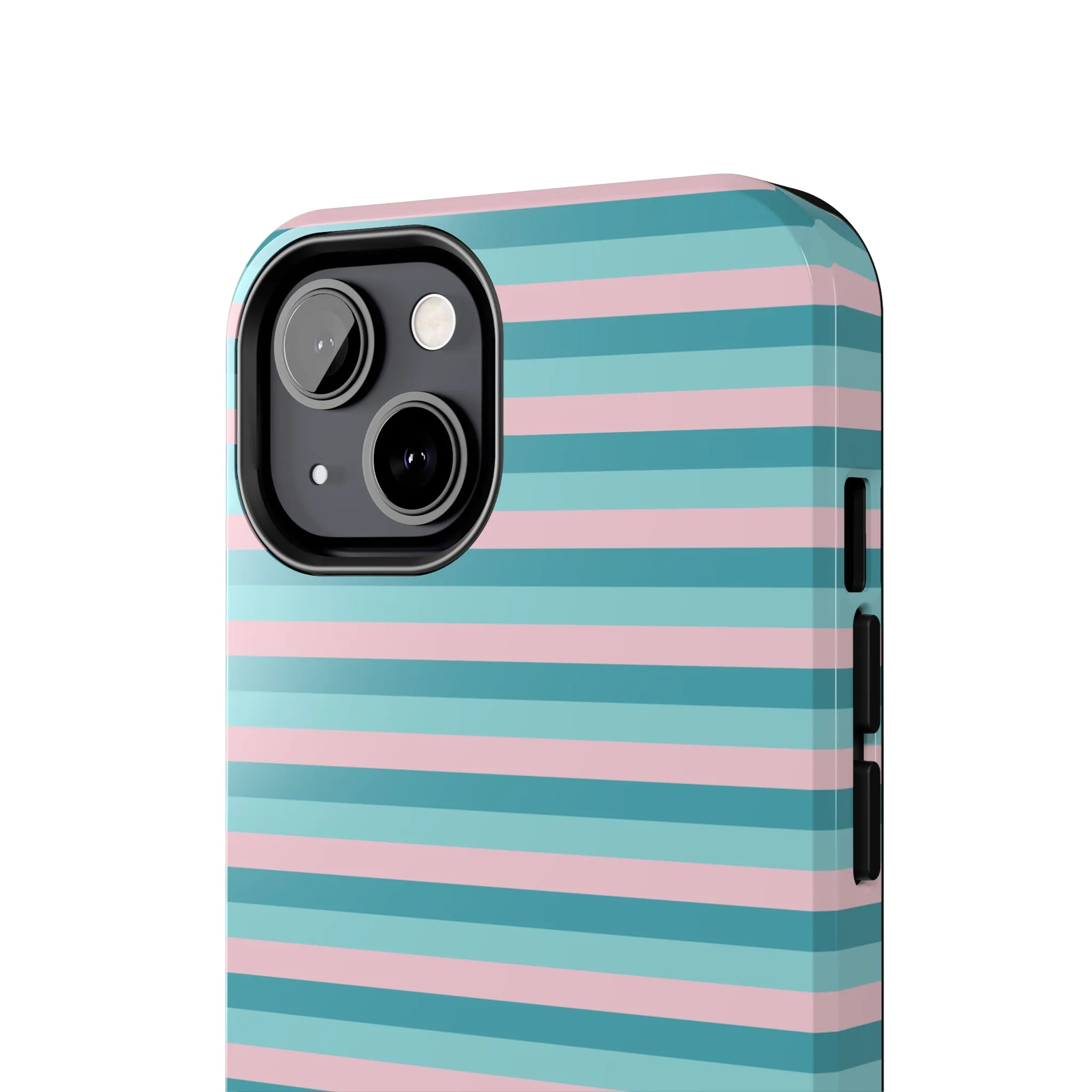 Pink and Aqua Girly Stripe print Design Tough Phone Case compatible with a large variety of iPhone models, Gift, Phone Case