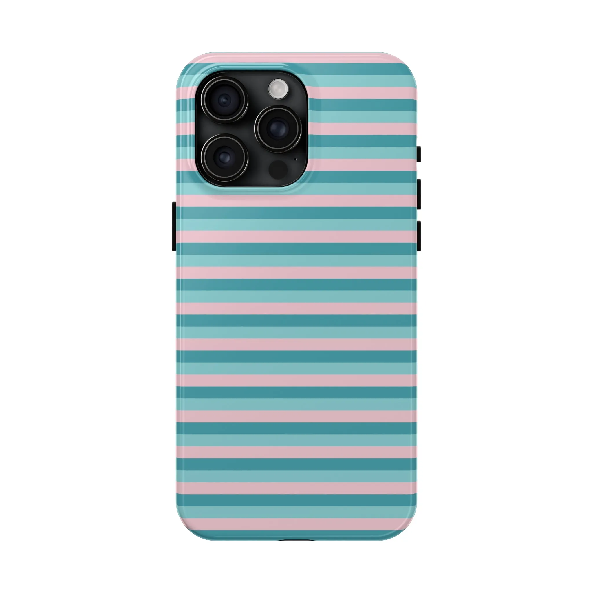 Pink and Aqua Girly Stripe print Design Tough Phone Case compatible with a large variety of iPhone models, Gift, Phone Case