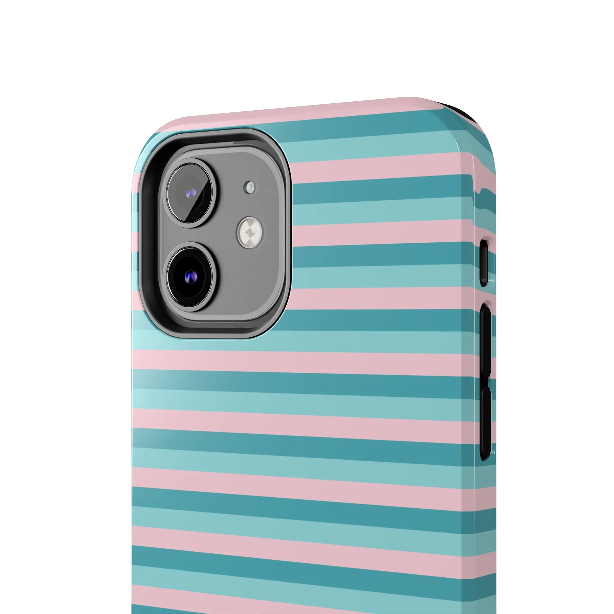 Pink and Aqua Girly Stripe print Design Tough Phone Case compatible with a large variety of iPhone models, Gift, Phone Case