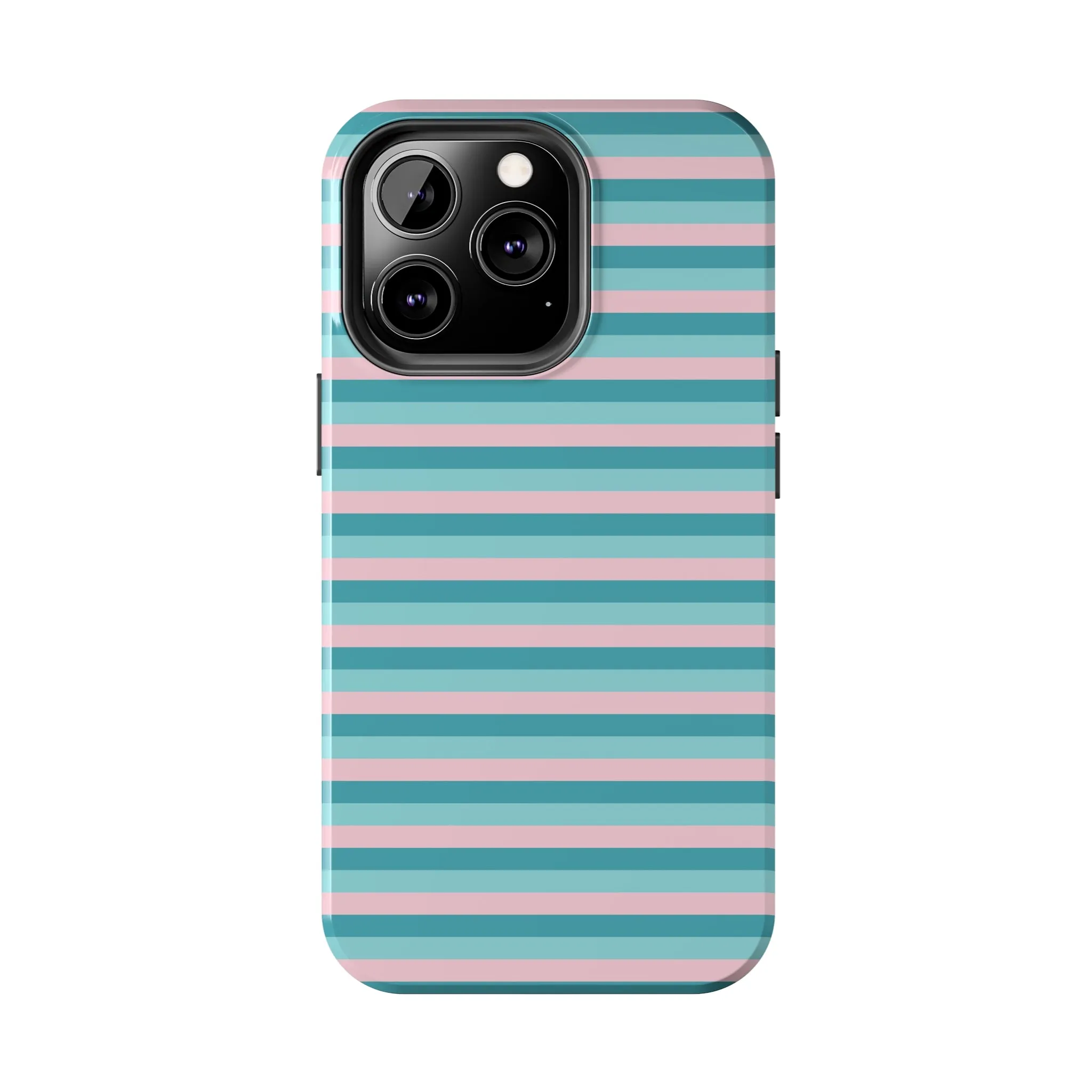 Pink and Aqua Girly Stripe print Design Tough Phone Case compatible with a large variety of iPhone models, Gift, Phone Case