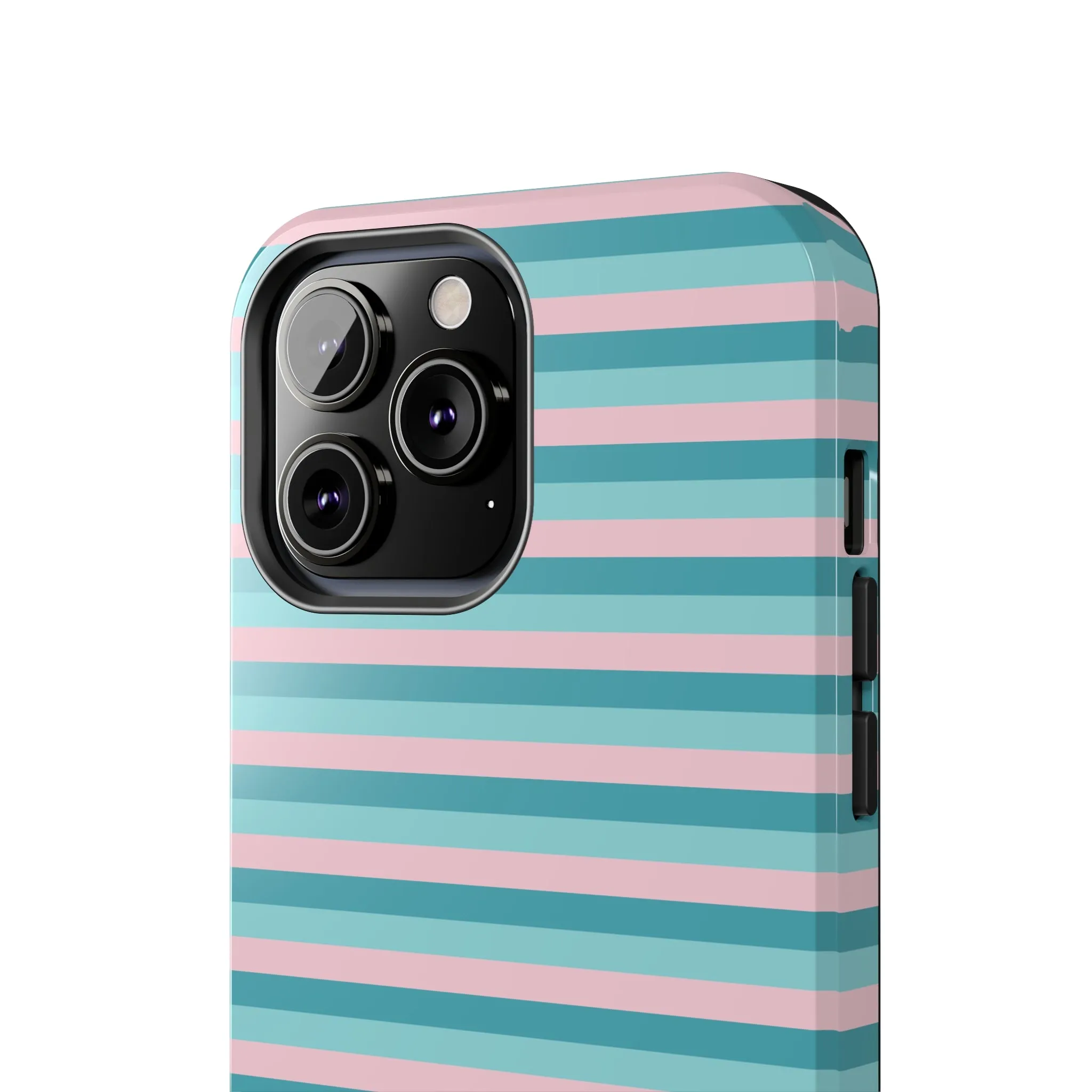 Pink and Aqua Girly Stripe print Design Tough Phone Case compatible with a large variety of iPhone models, Gift, Phone Case