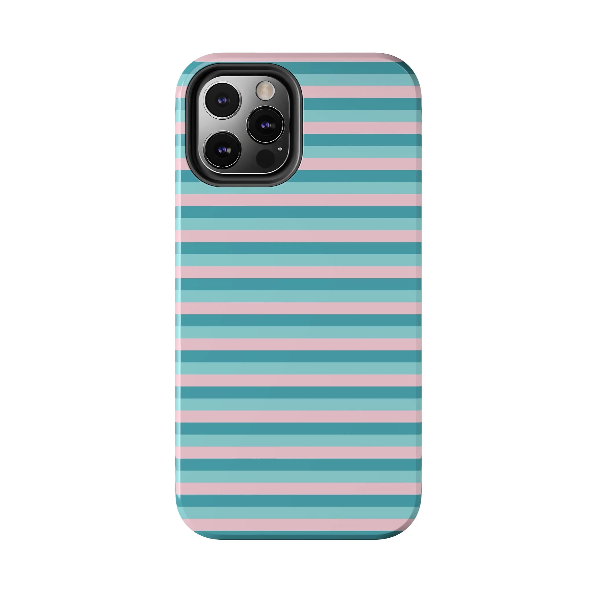 Pink and Aqua Girly Stripe print Design Tough Phone Case compatible with a large variety of iPhone models, Gift, Phone Case