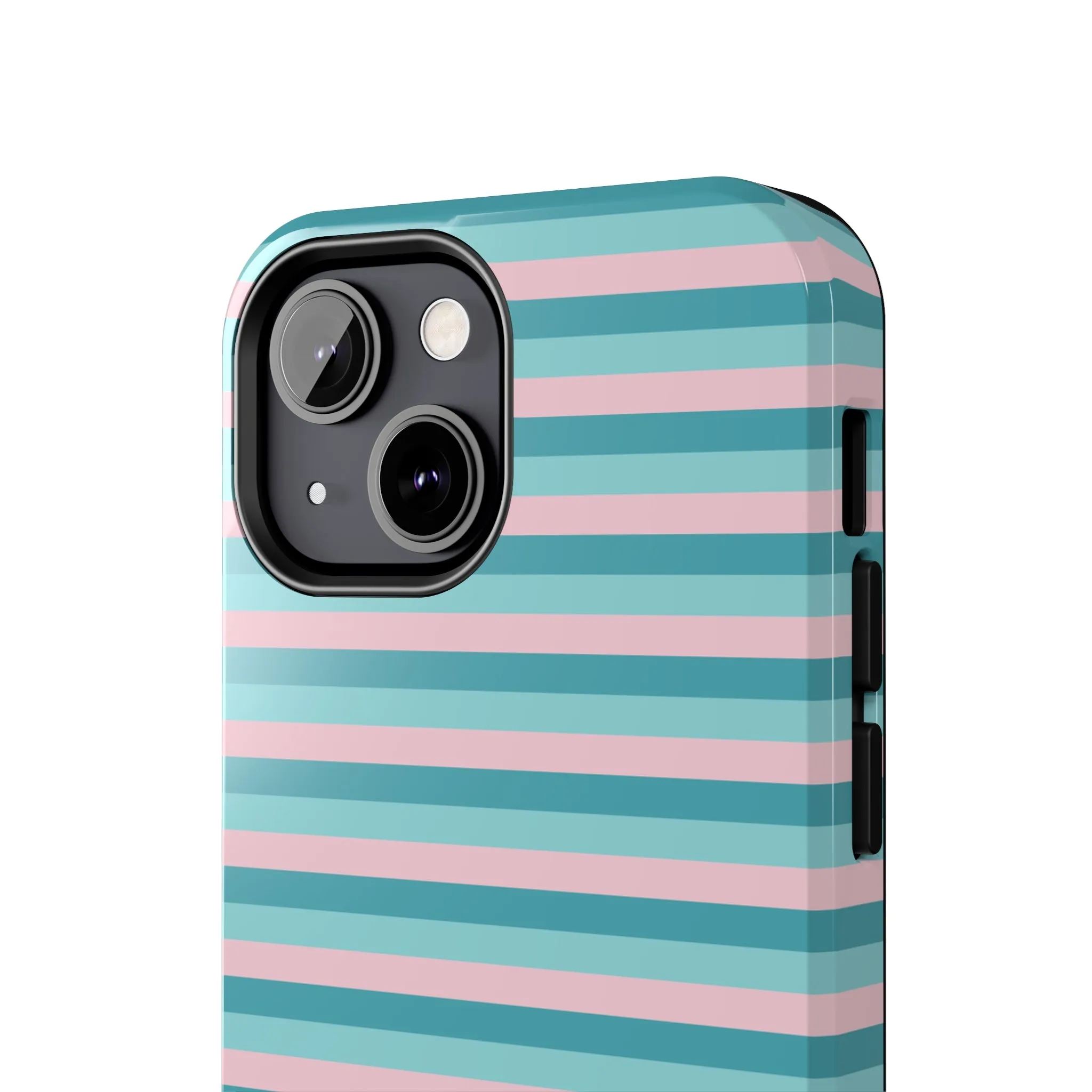 Pink and Aqua Girly Stripe print Design Tough Phone Case compatible with a large variety of iPhone models, Gift, Phone Case