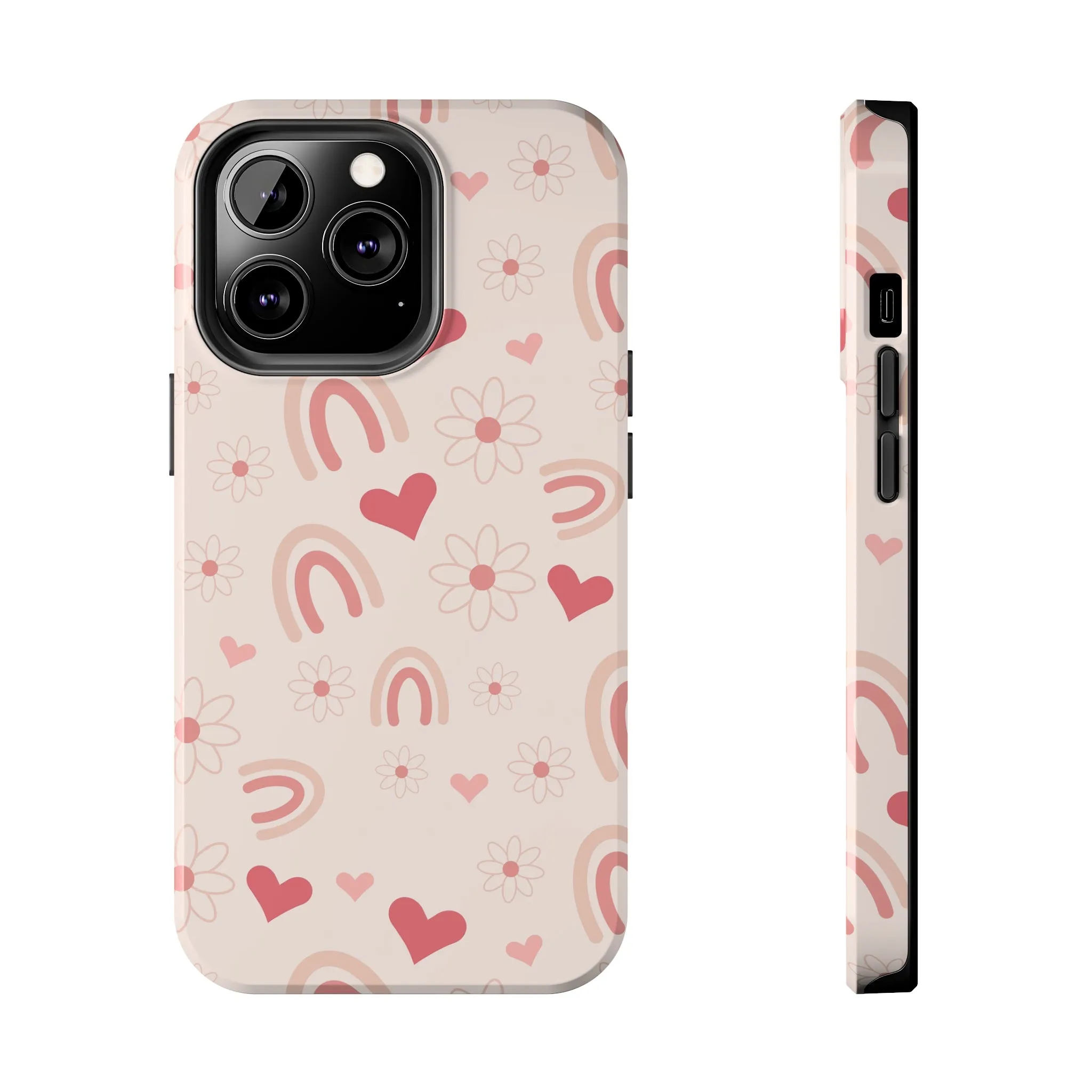 Pink Boho Rainbow print Design Tough Phone Case compatible with a large variety of iPhone models, Gift, Phone Case