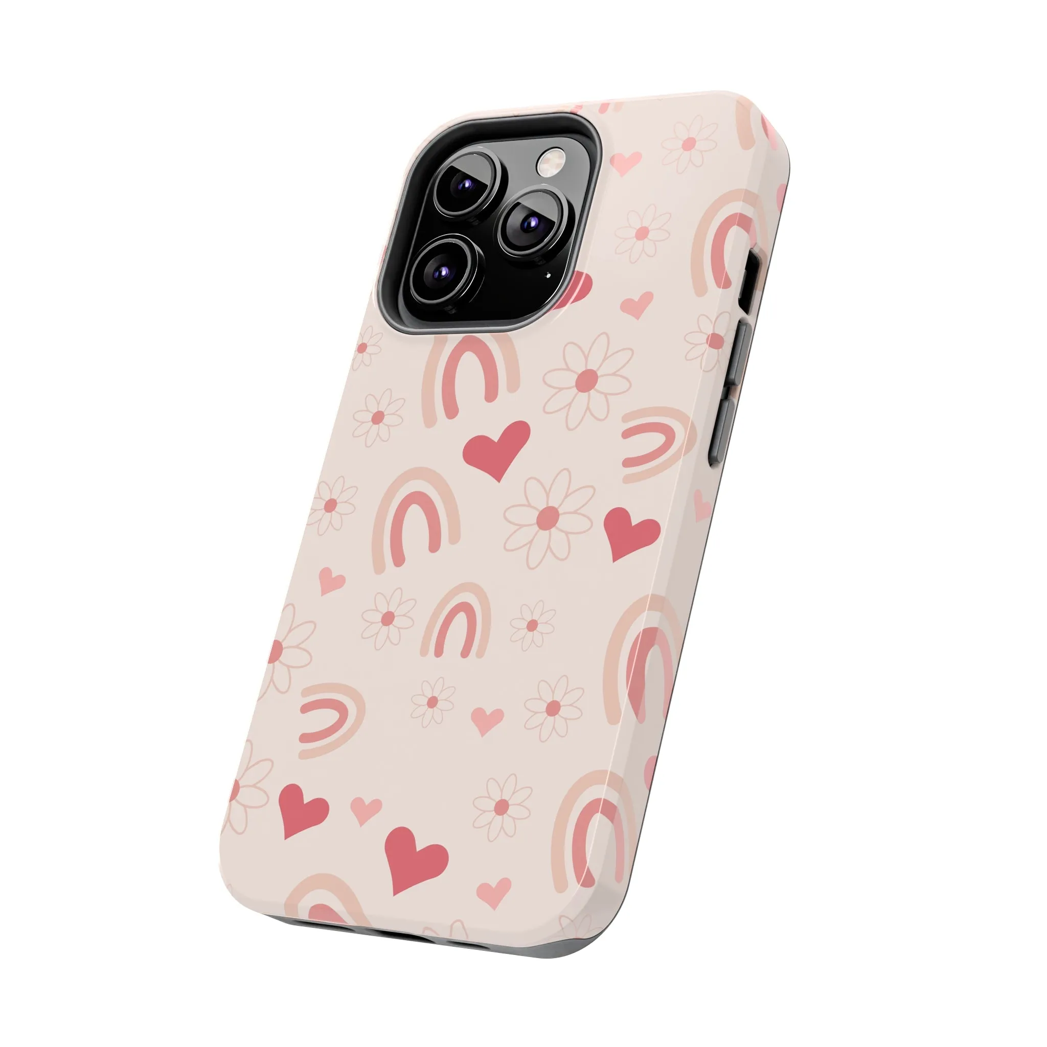 Pink Boho Rainbow print Design Tough Phone Case compatible with a large variety of iPhone models, Gift, Phone Case