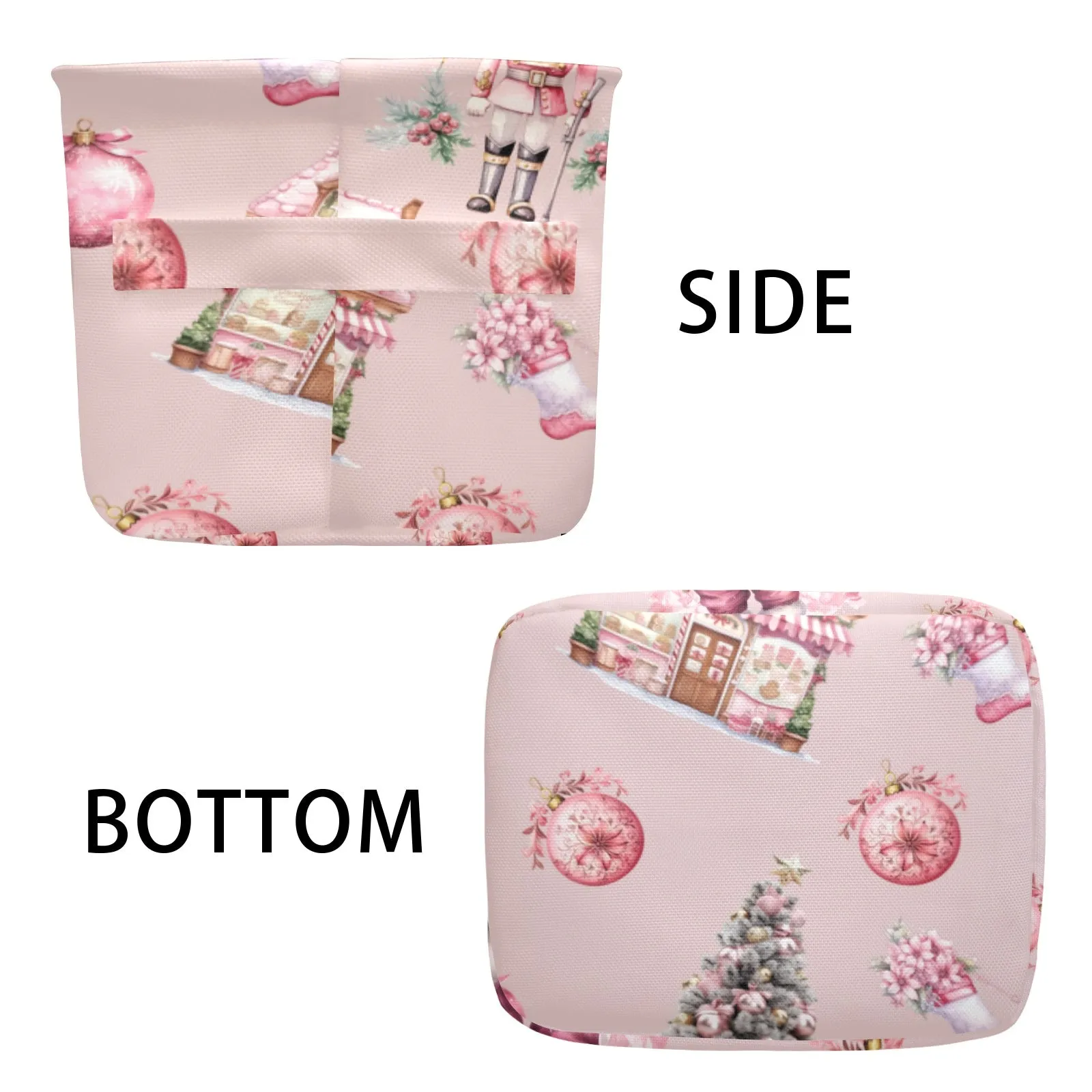 Pink Chirstmas Santa Fabric Storage Basket