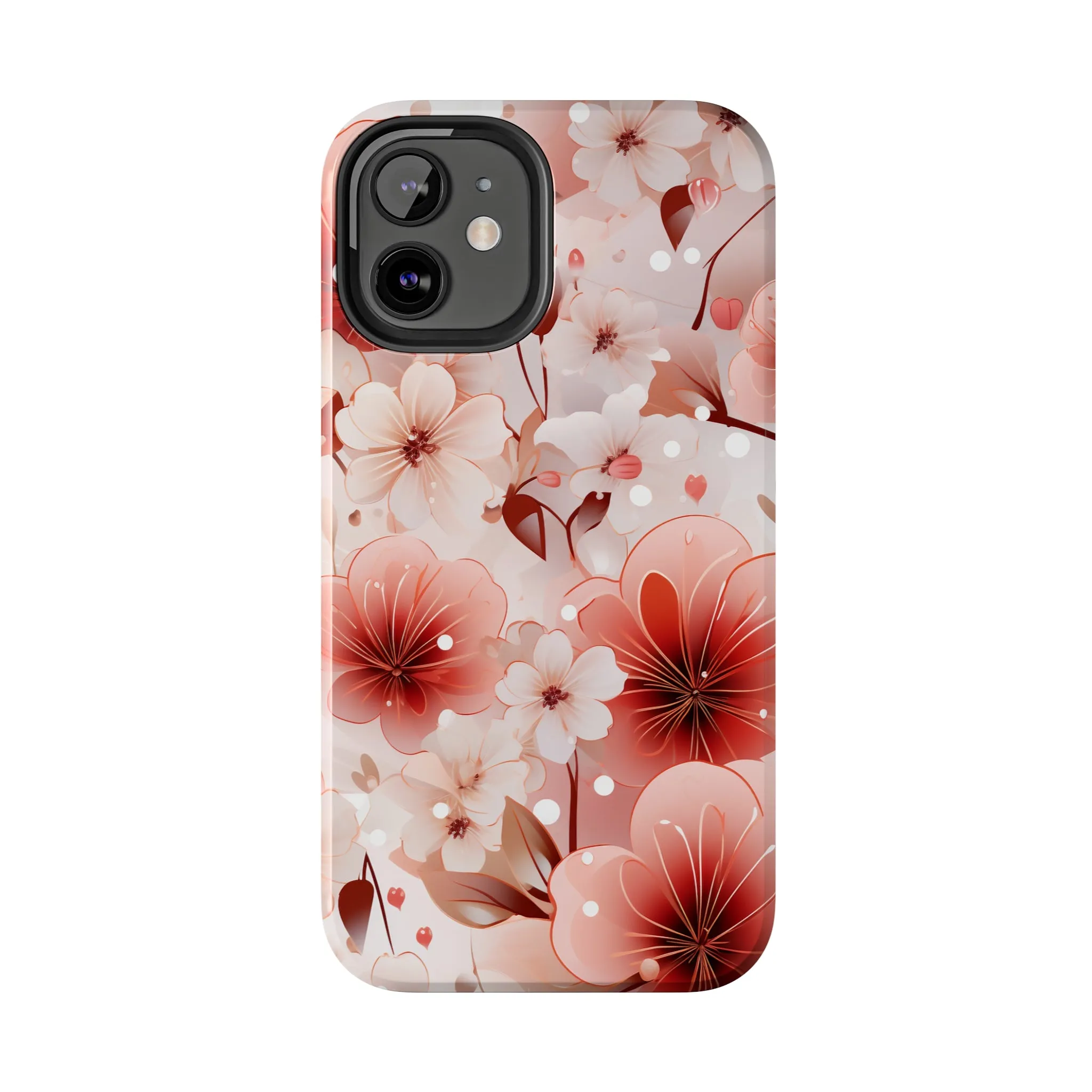 Pink Floral Pattern Design Tough Phone Case compatible with a large variety of iPhone models, Gift, Phone Case