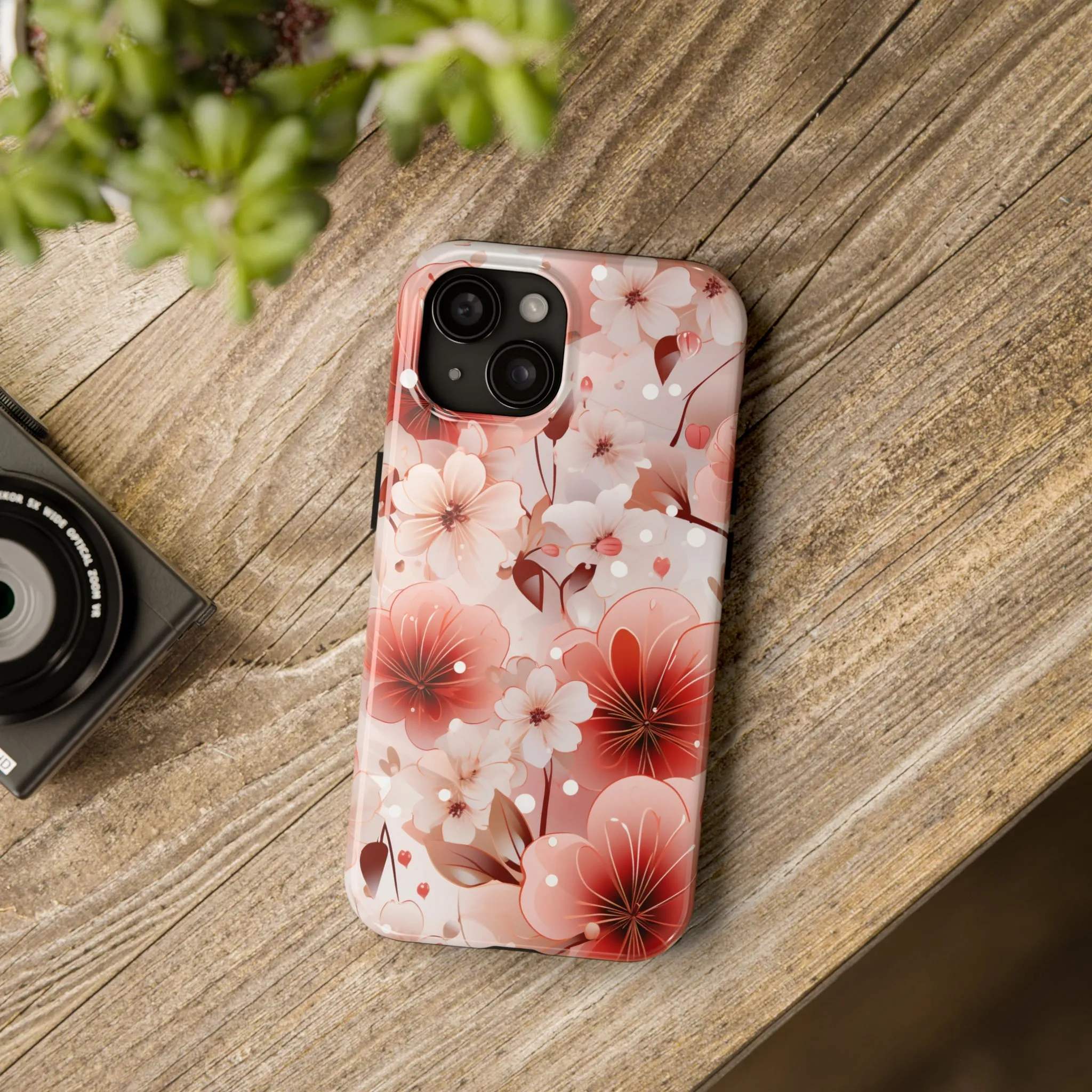 Pink Floral Pattern Design Tough Phone Case compatible with a large variety of iPhone models, Gift, Phone Case