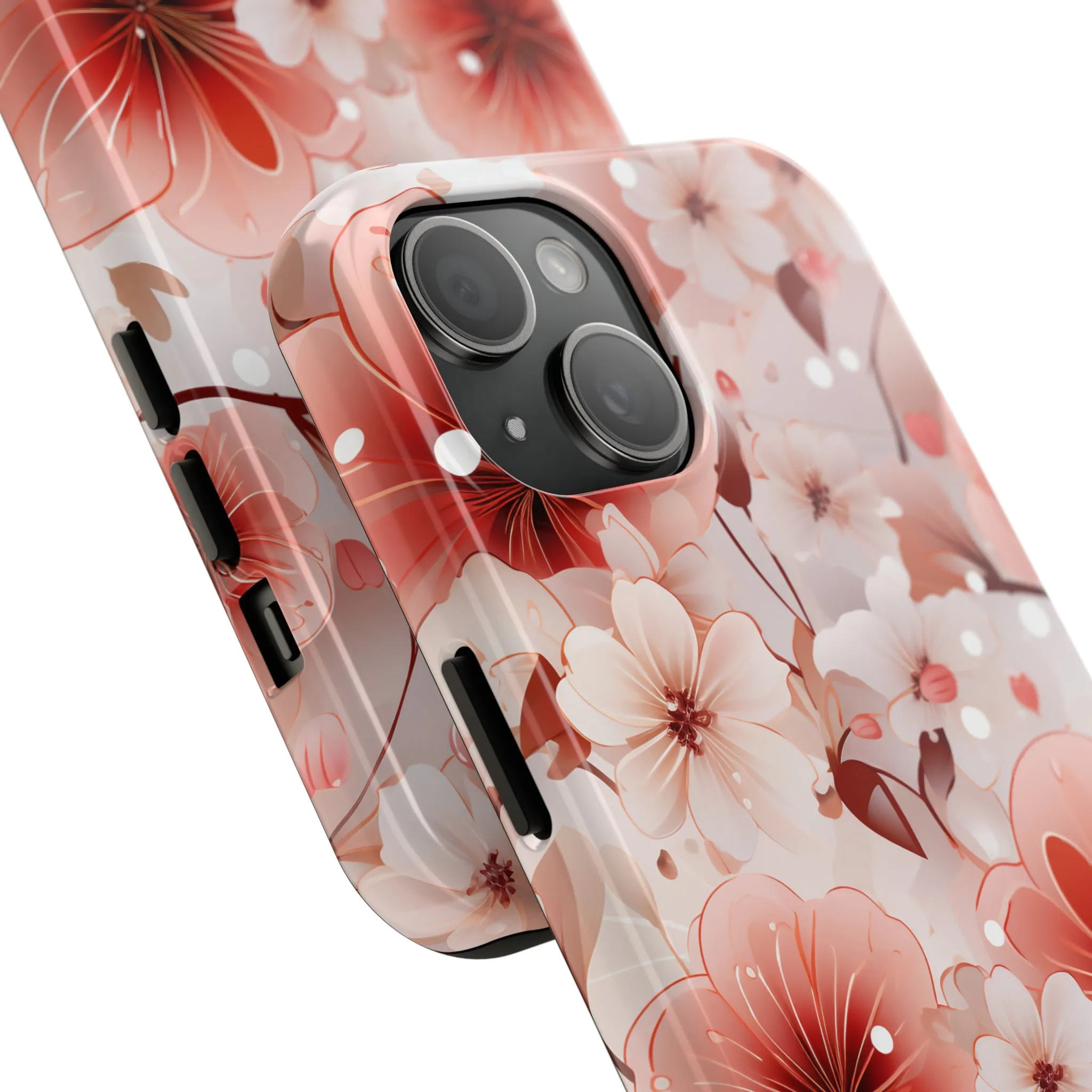 Pink Floral Pattern Design Tough Phone Case compatible with a large variety of iPhone models, Gift, Phone Case