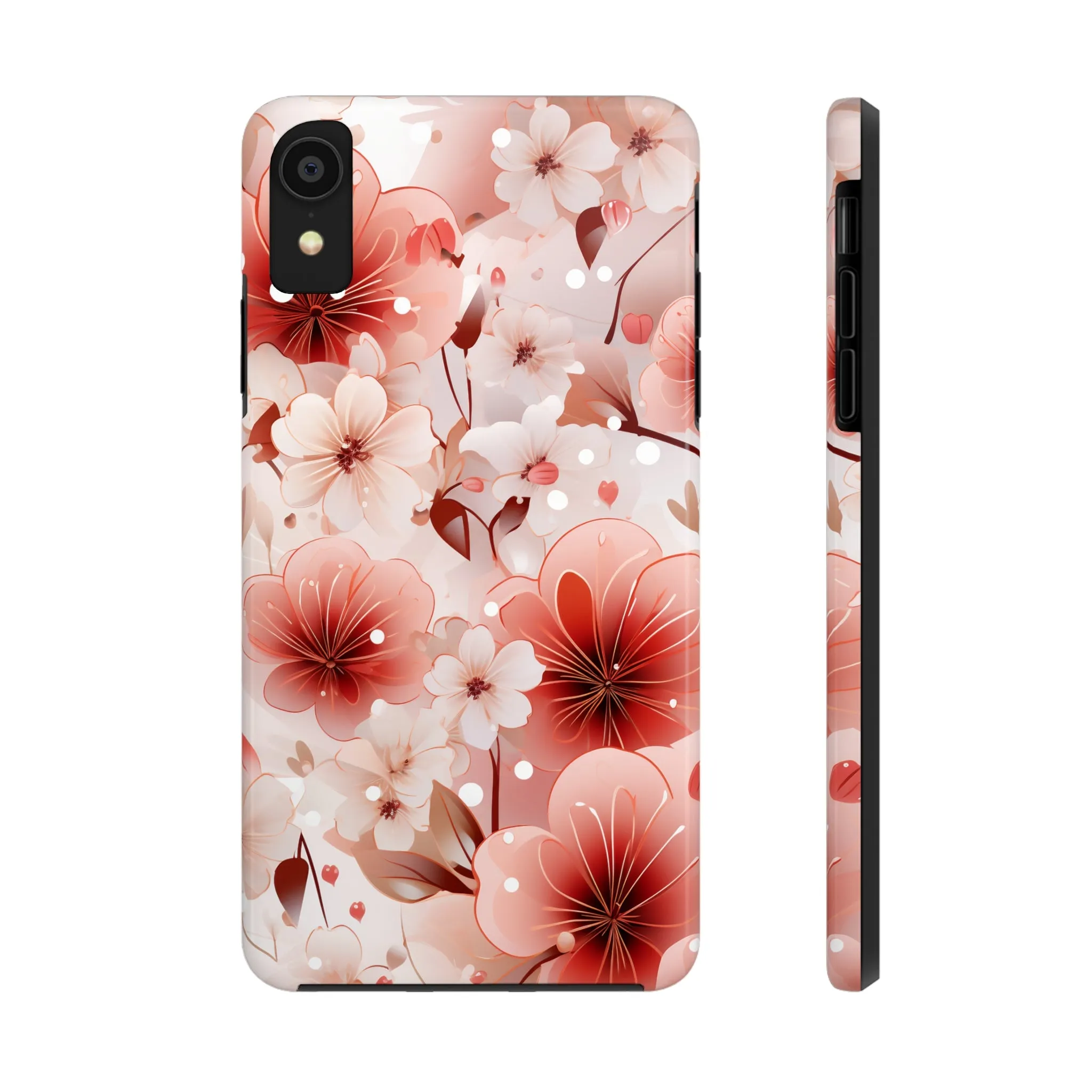 Pink Floral Pattern Design Tough Phone Case compatible with a large variety of iPhone models, Gift, Phone Case