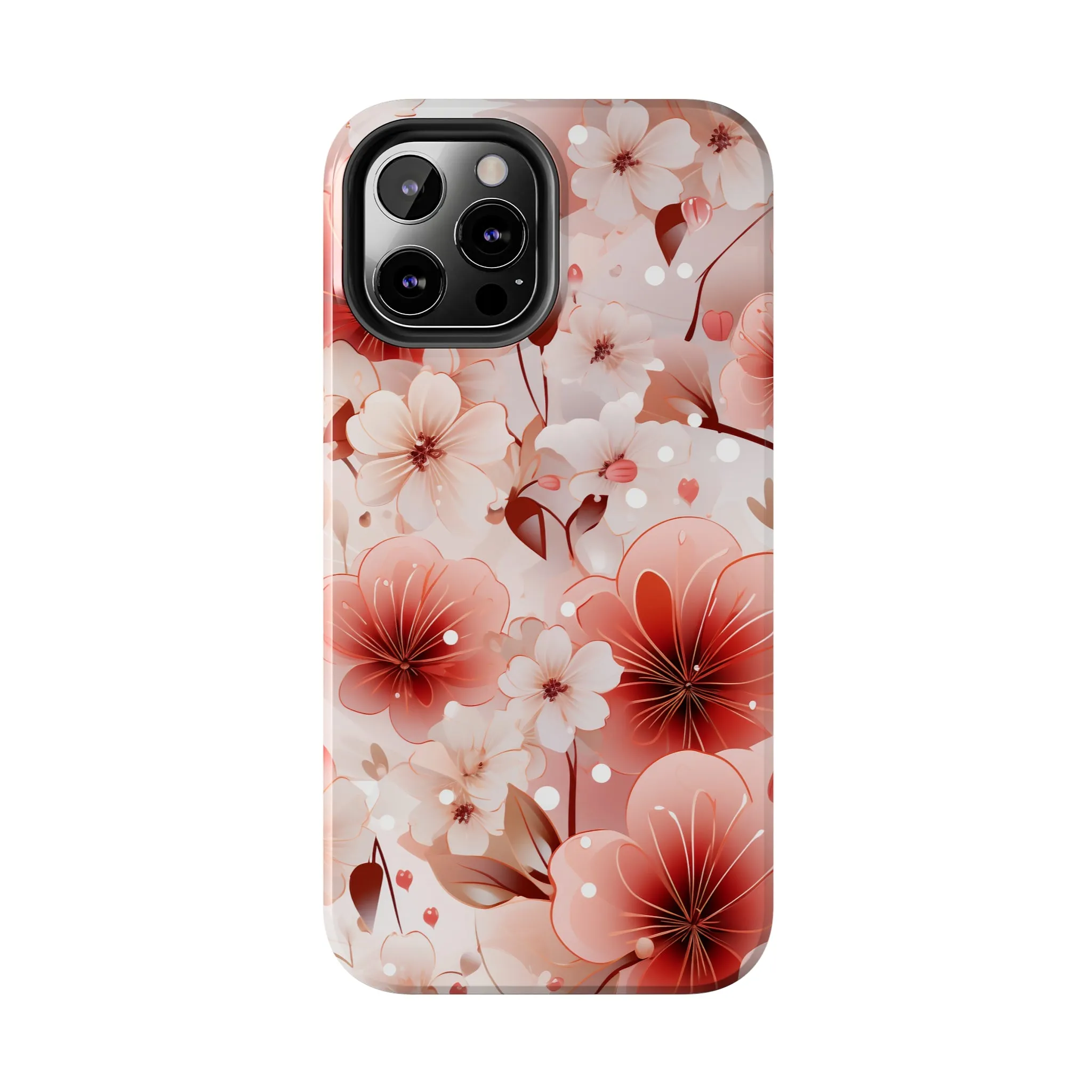 Pink Floral Pattern Design Tough Phone Case compatible with a large variety of iPhone models, Gift, Phone Case