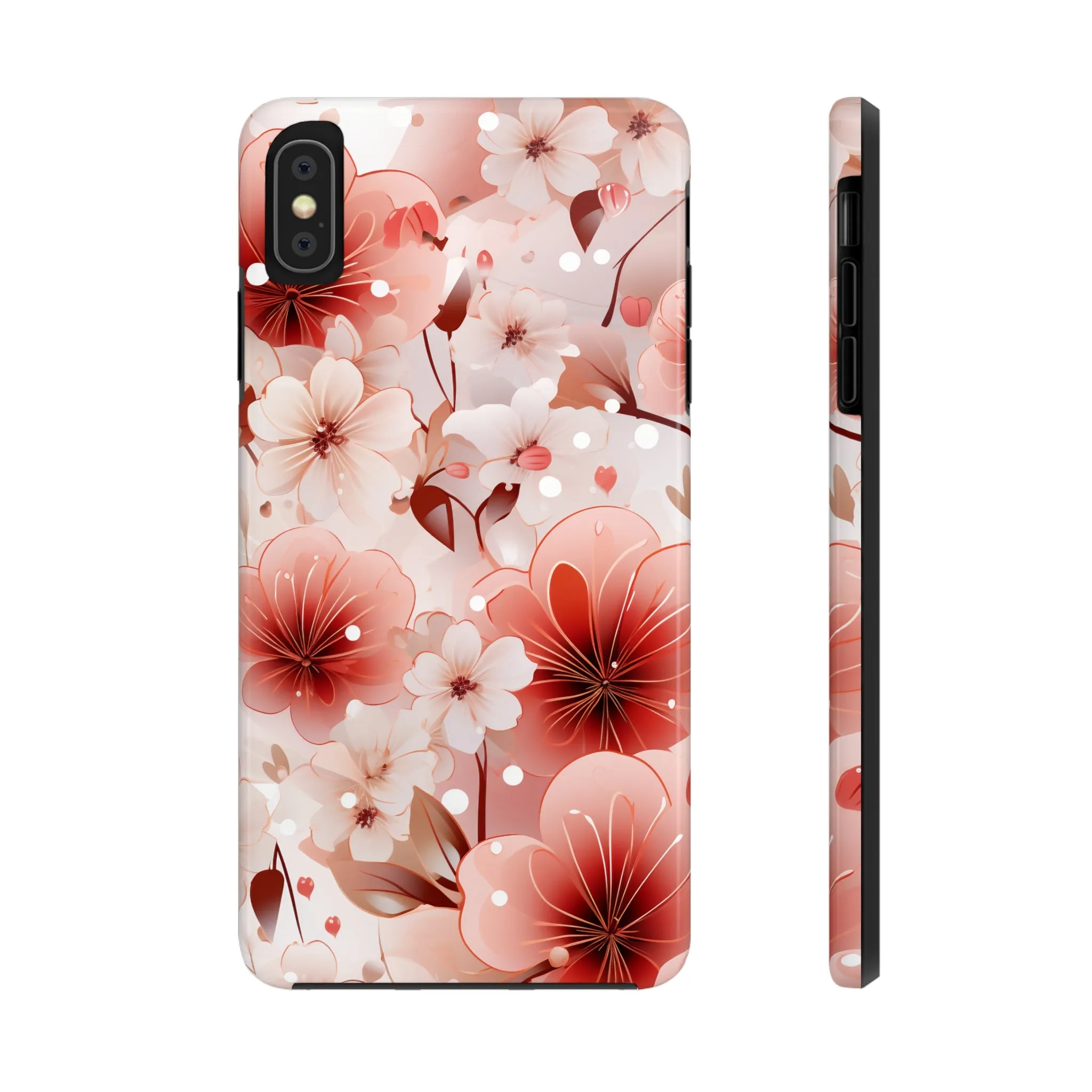 Pink Floral Pattern Design Tough Phone Case compatible with a large variety of iPhone models, Gift, Phone Case