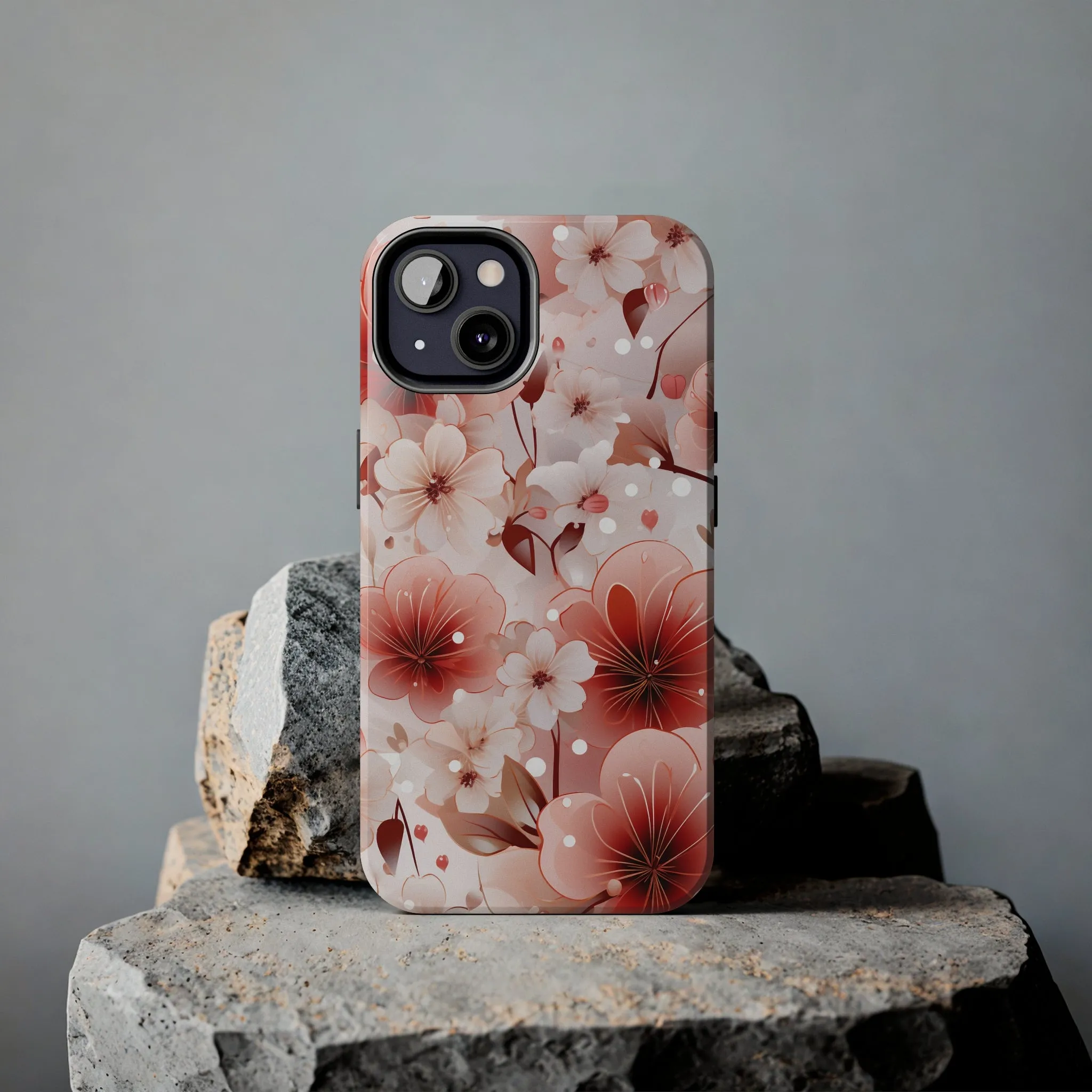 Pink Floral Pattern Design Tough Phone Case compatible with a large variety of iPhone models, Gift, Phone Case