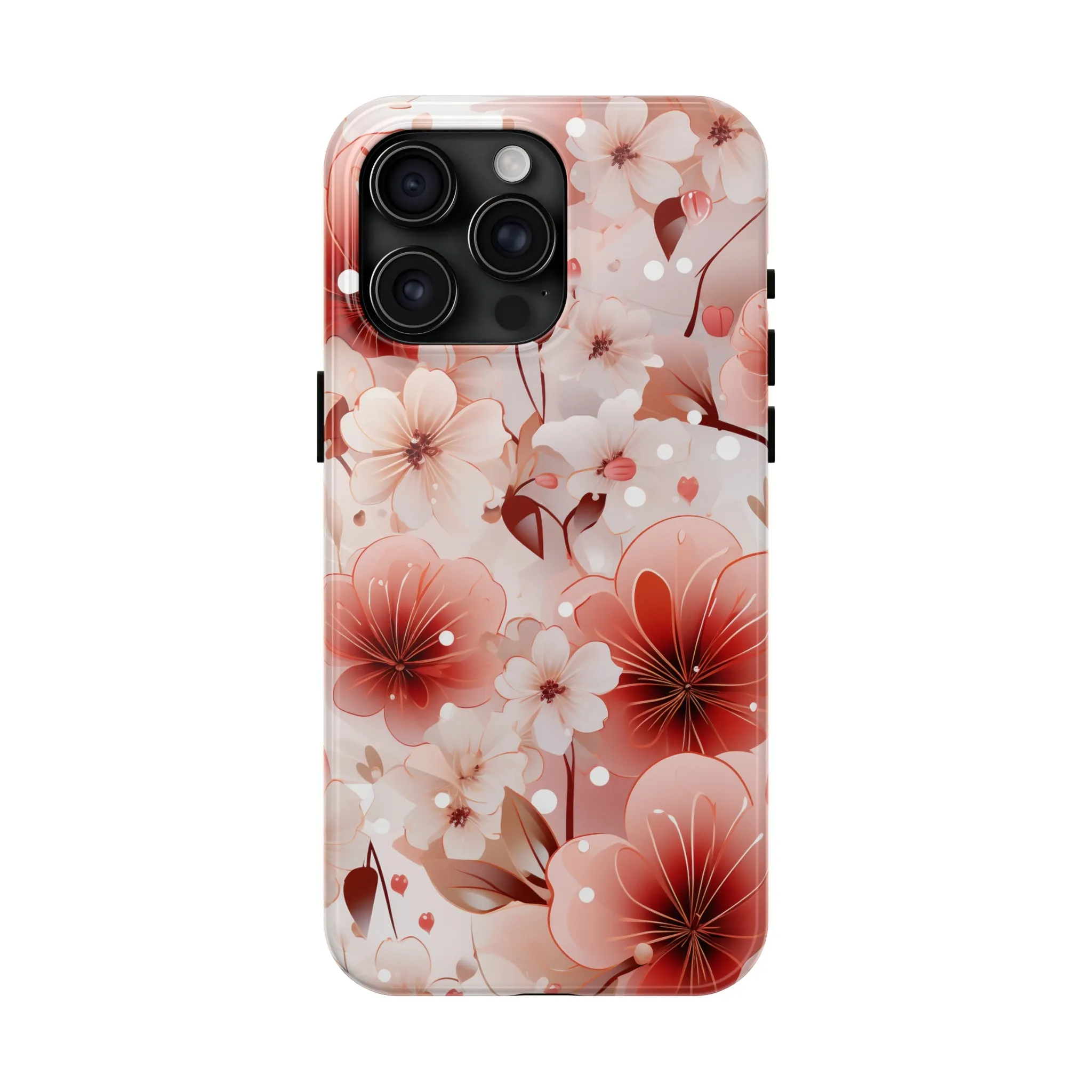 Pink Floral Pattern Design Tough Phone Case compatible with a large variety of iPhone models, Gift, Phone Case