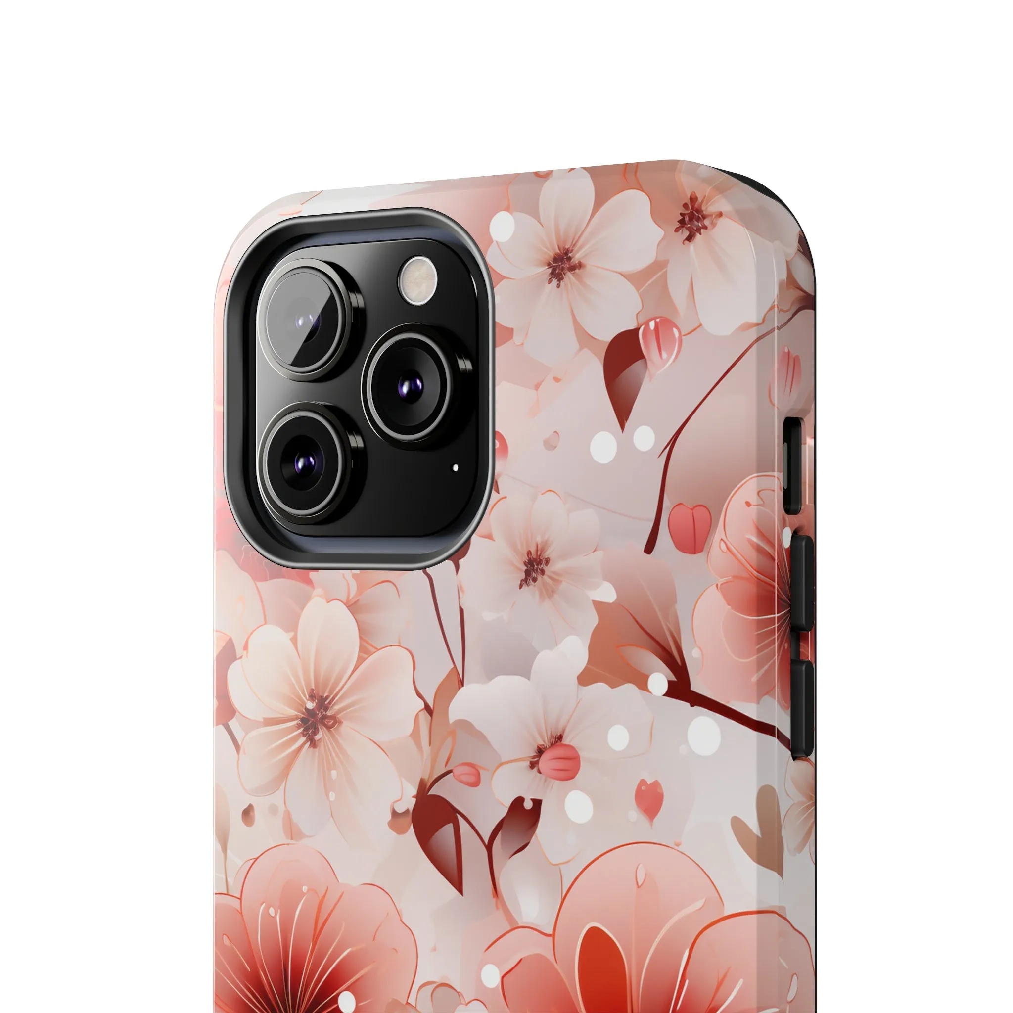 Pink Floral Pattern Design Tough Phone Case compatible with a large variety of iPhone models, Gift, Phone Case