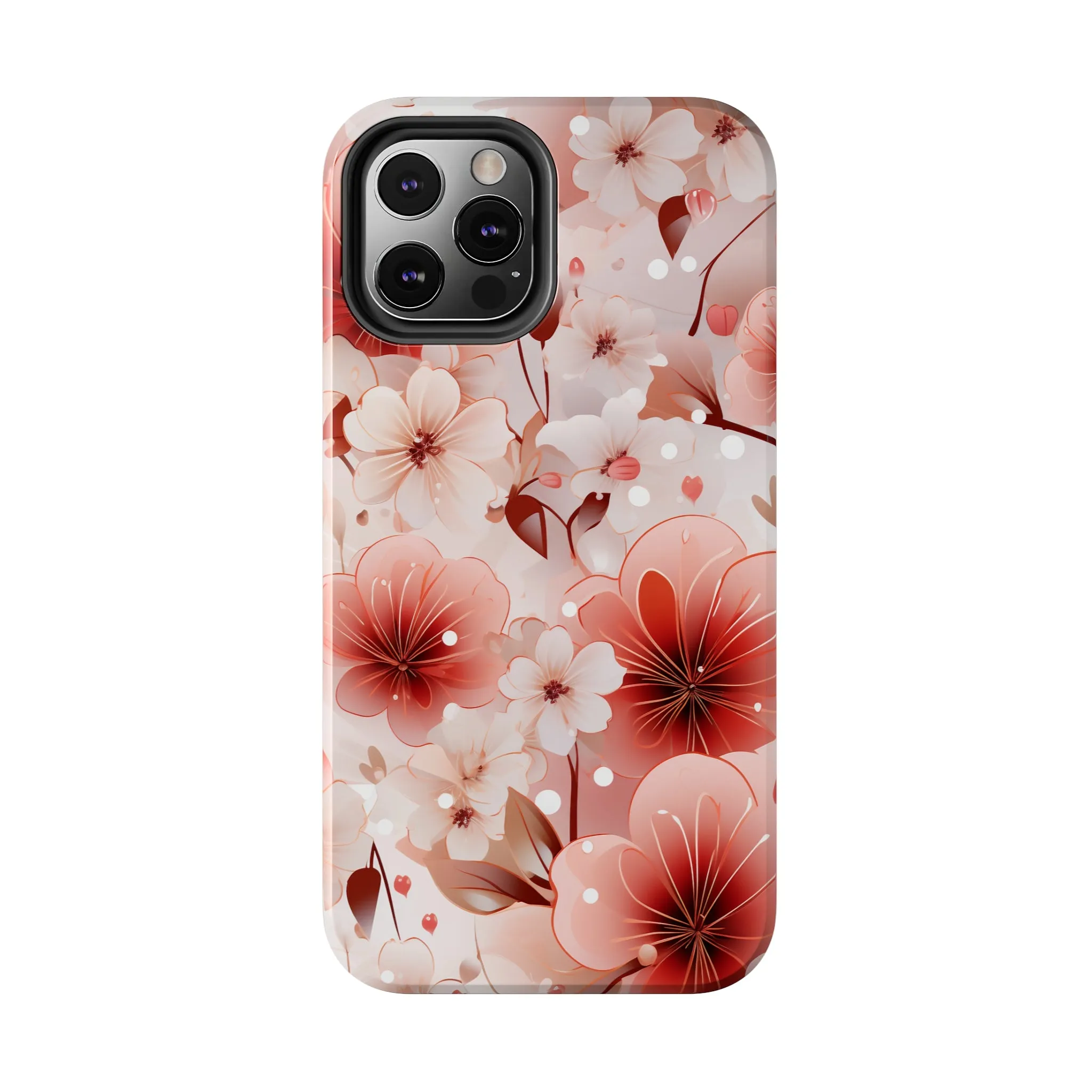 Pink Floral Pattern Design Tough Phone Case compatible with a large variety of iPhone models, Gift, Phone Case