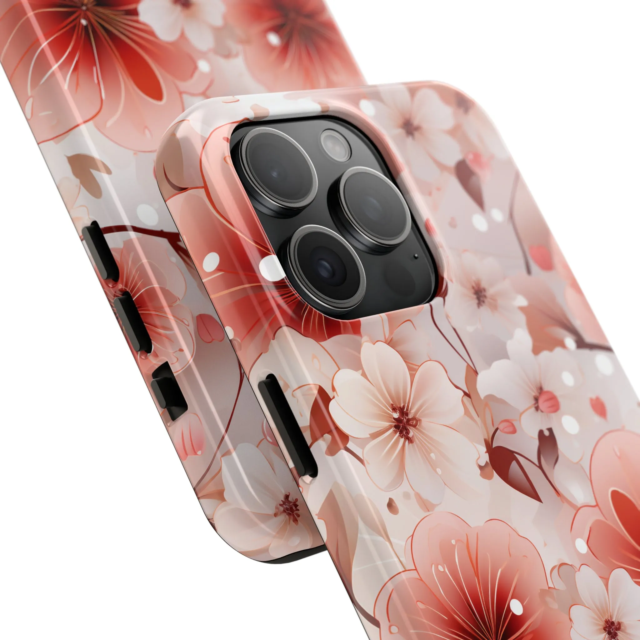 Pink Floral Pattern Design Tough Phone Case compatible with a large variety of iPhone models, Gift, Phone Case