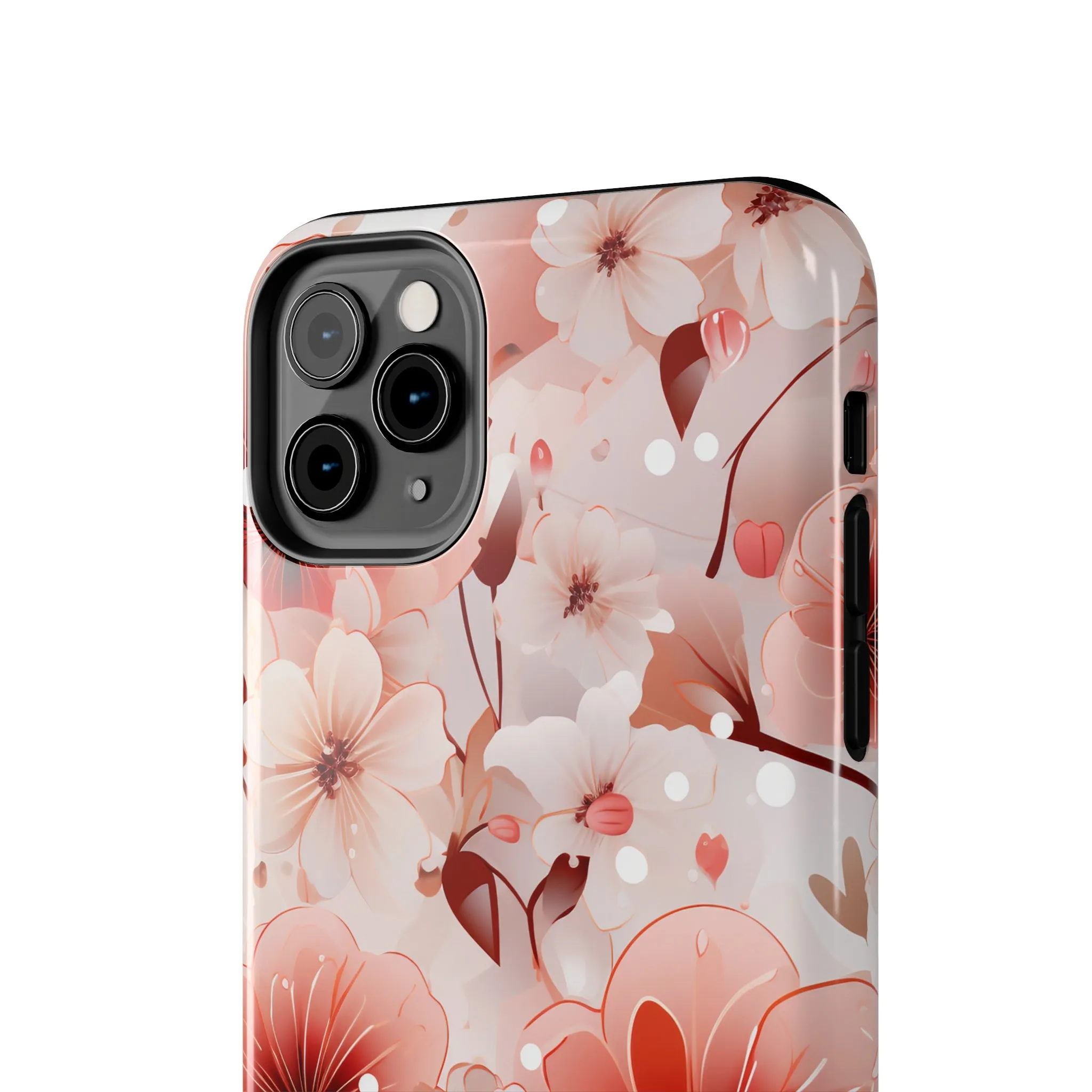 Pink Floral Pattern Design Tough Phone Case compatible with a large variety of iPhone models, Gift, Phone Case