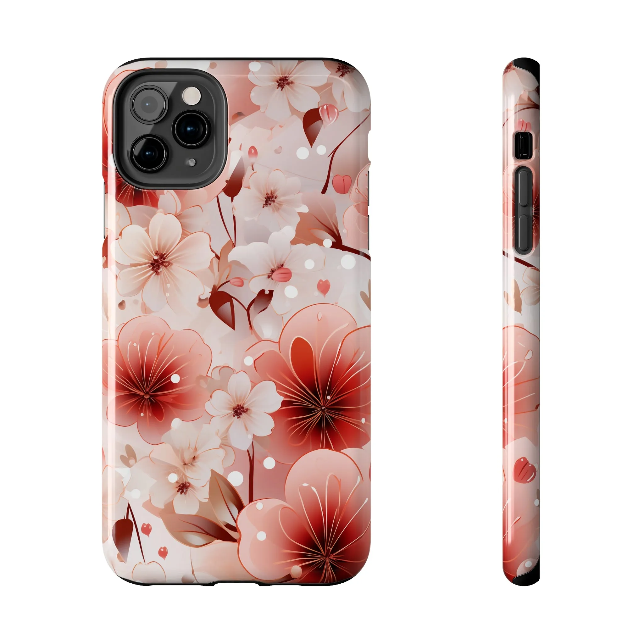 Pink Floral Pattern Design Tough Phone Case compatible with a large variety of iPhone models, Gift, Phone Case