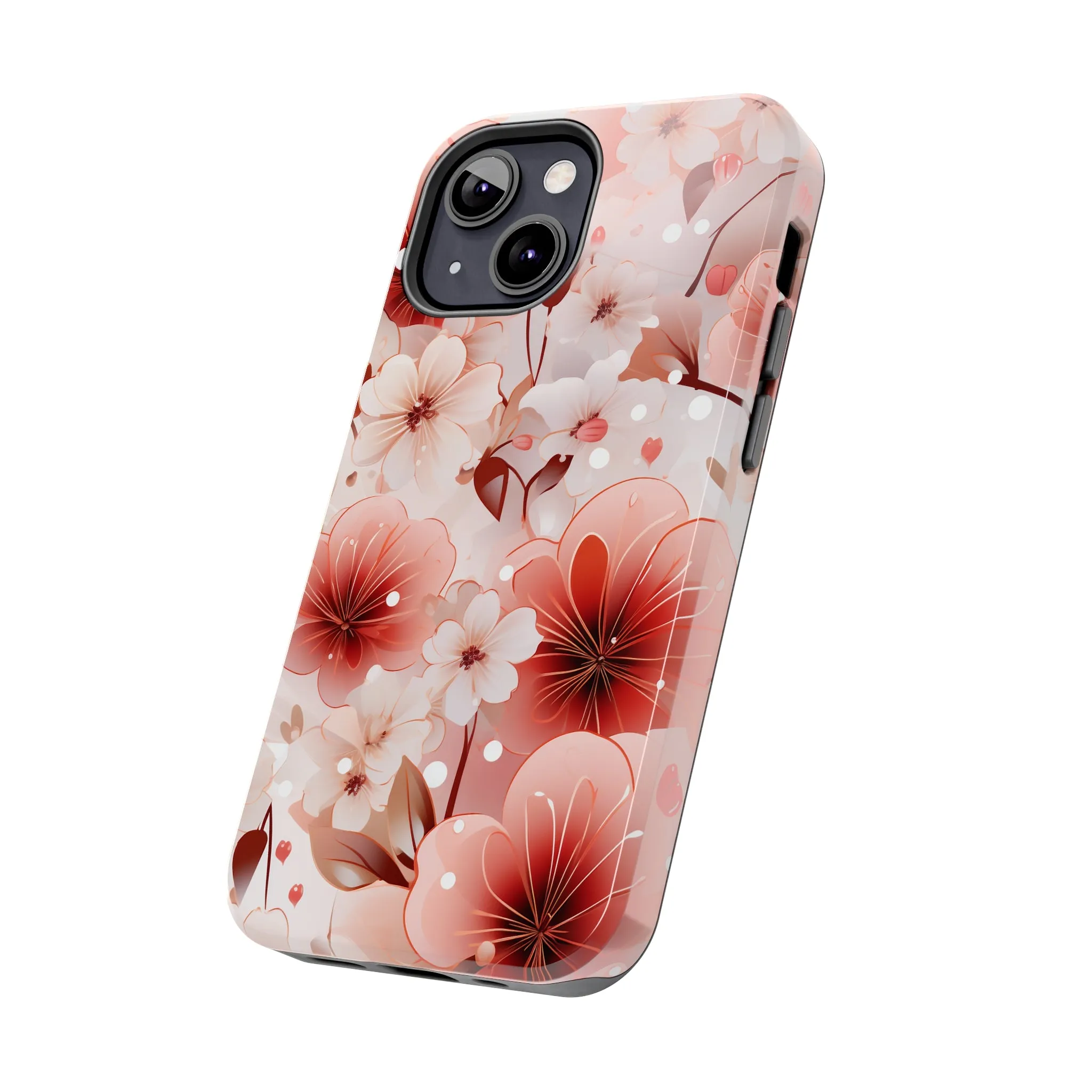 Pink Floral Pattern Design Tough Phone Case compatible with a large variety of iPhone models, Gift, Phone Case