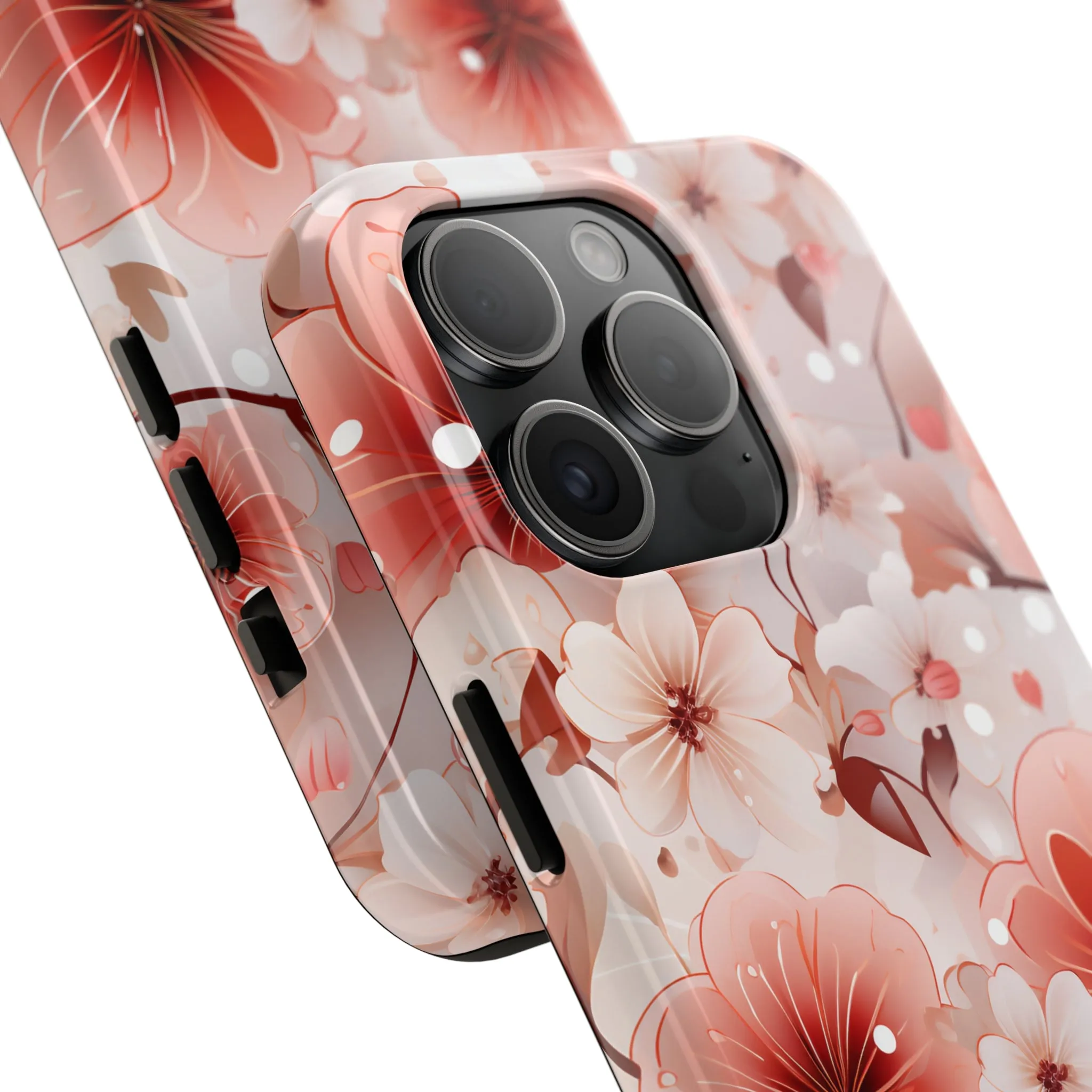 Pink Floral Pattern Design Tough Phone Case compatible with a large variety of iPhone models, Gift, Phone Case