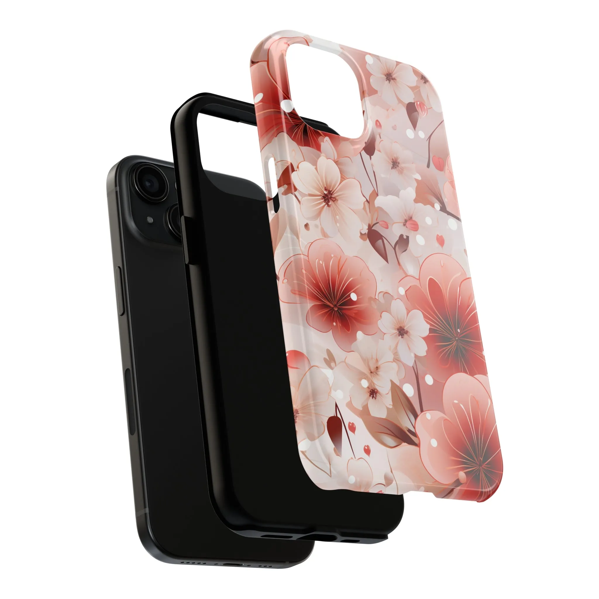 Pink Floral Pattern Design Tough Phone Case compatible with a large variety of iPhone models, Gift, Phone Case