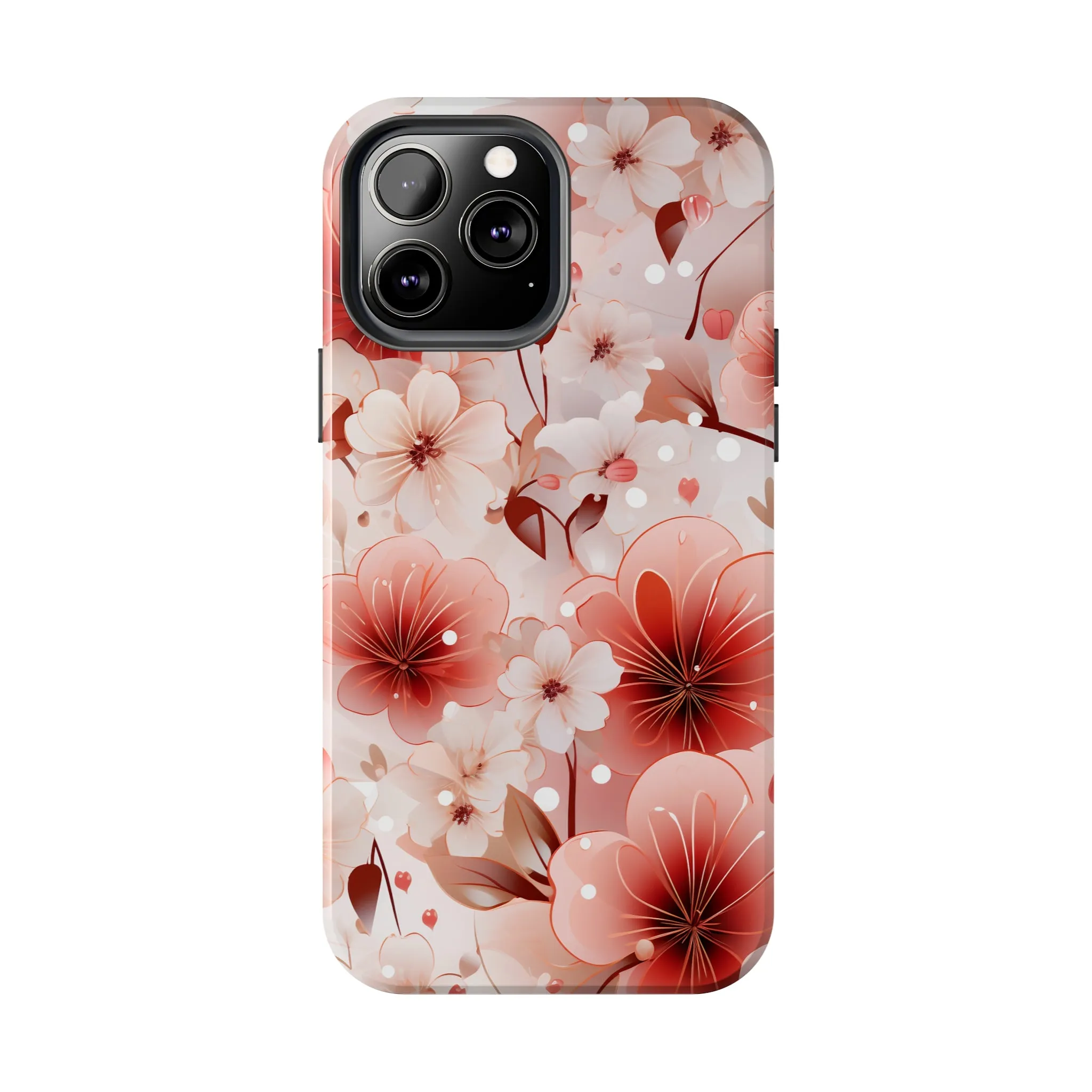 Pink Floral Pattern Design Tough Phone Case compatible with a large variety of iPhone models, Gift, Phone Case