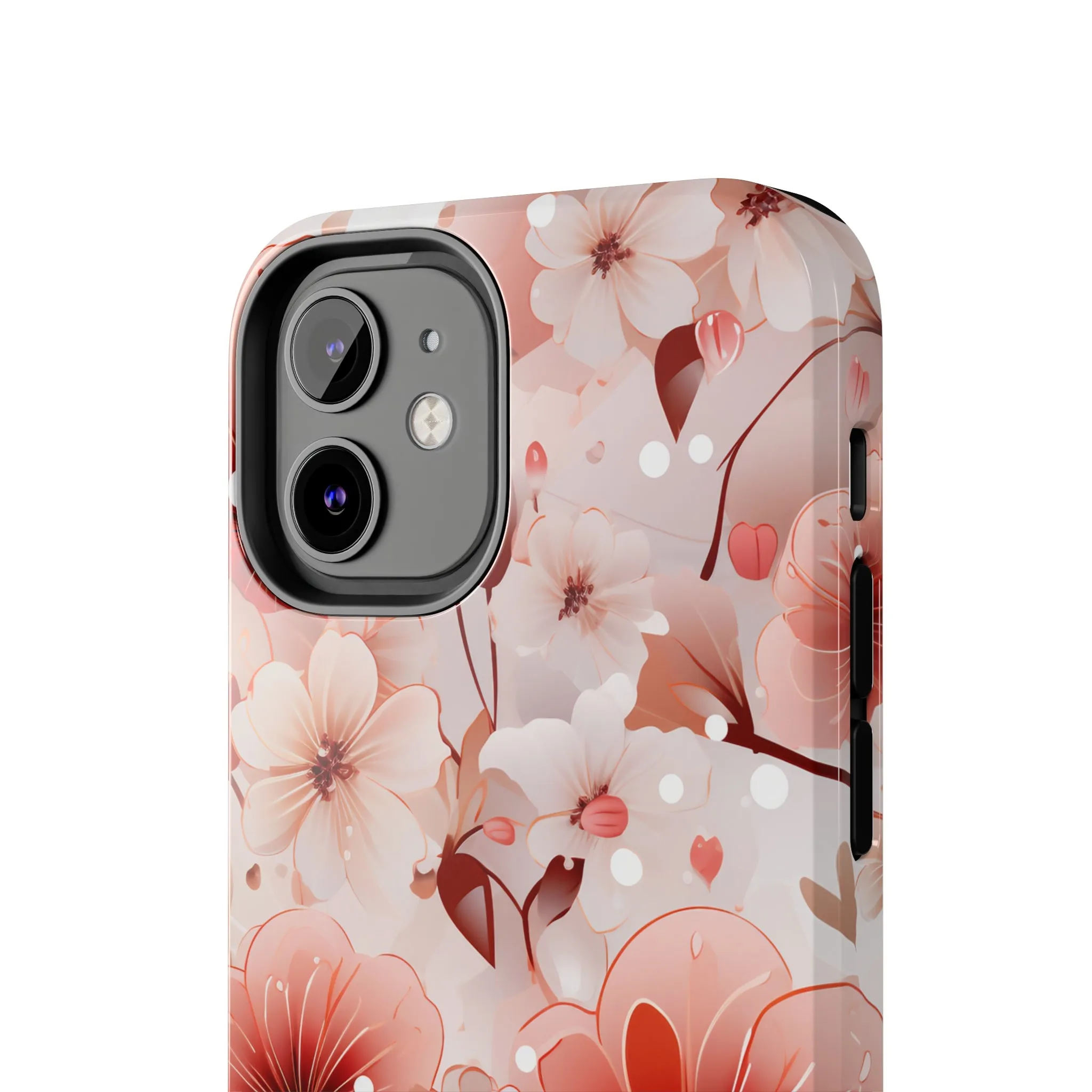 Pink Floral Pattern Design Tough Phone Case compatible with a large variety of iPhone models, Gift, Phone Case