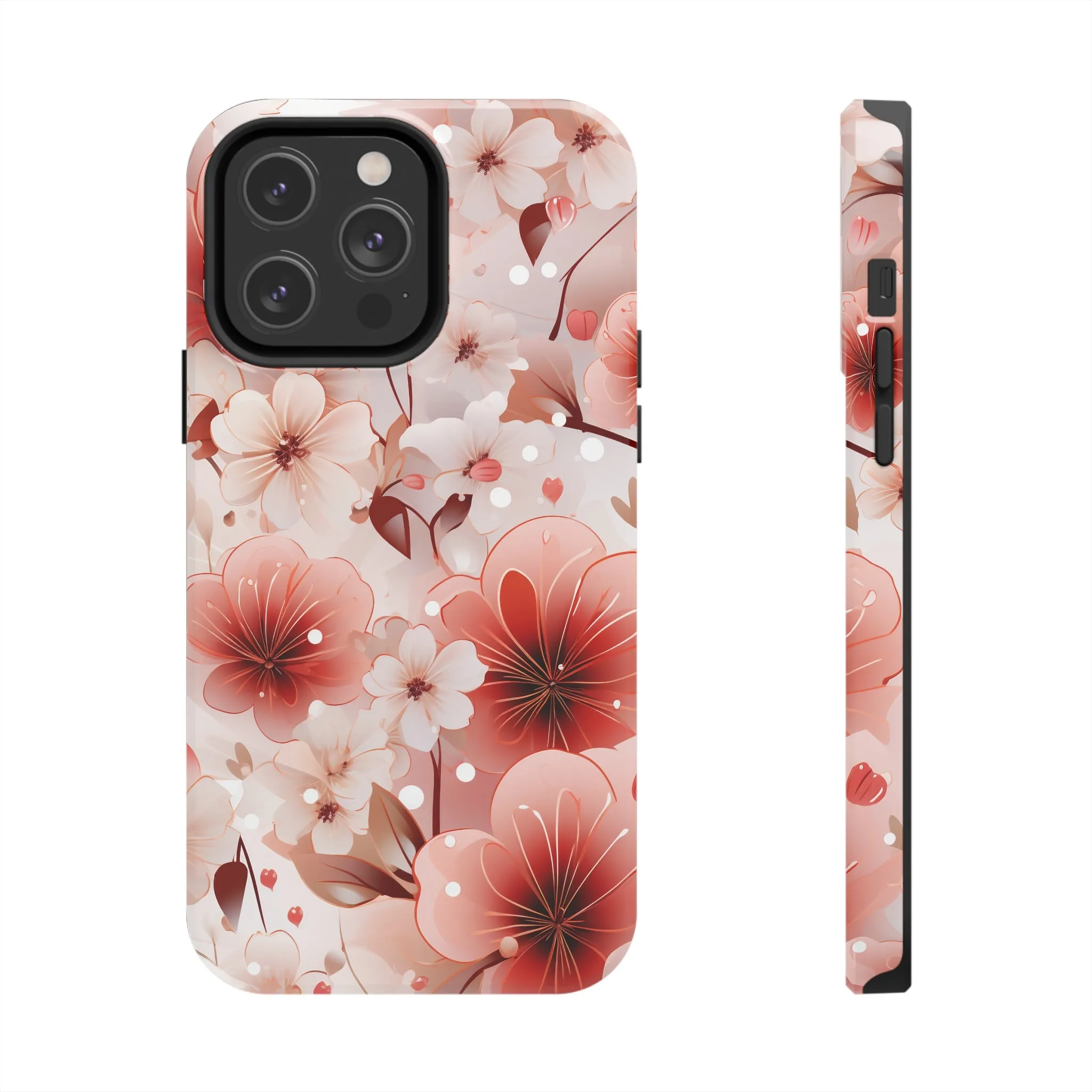 Pink Floral Pattern Design Tough Phone Case compatible with a large variety of iPhone models, Gift, Phone Case