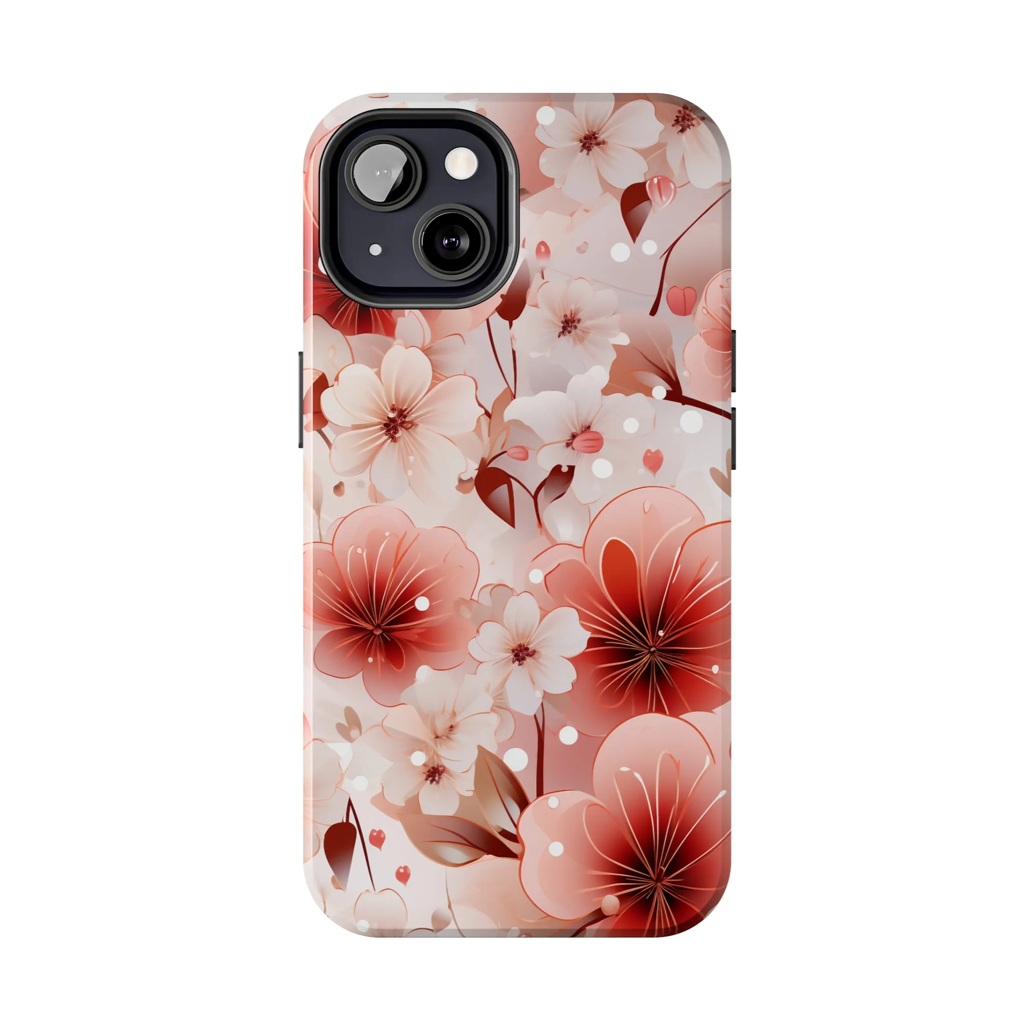 Pink Floral Pattern Design Tough Phone Case compatible with a large variety of iPhone models, Gift, Phone Case