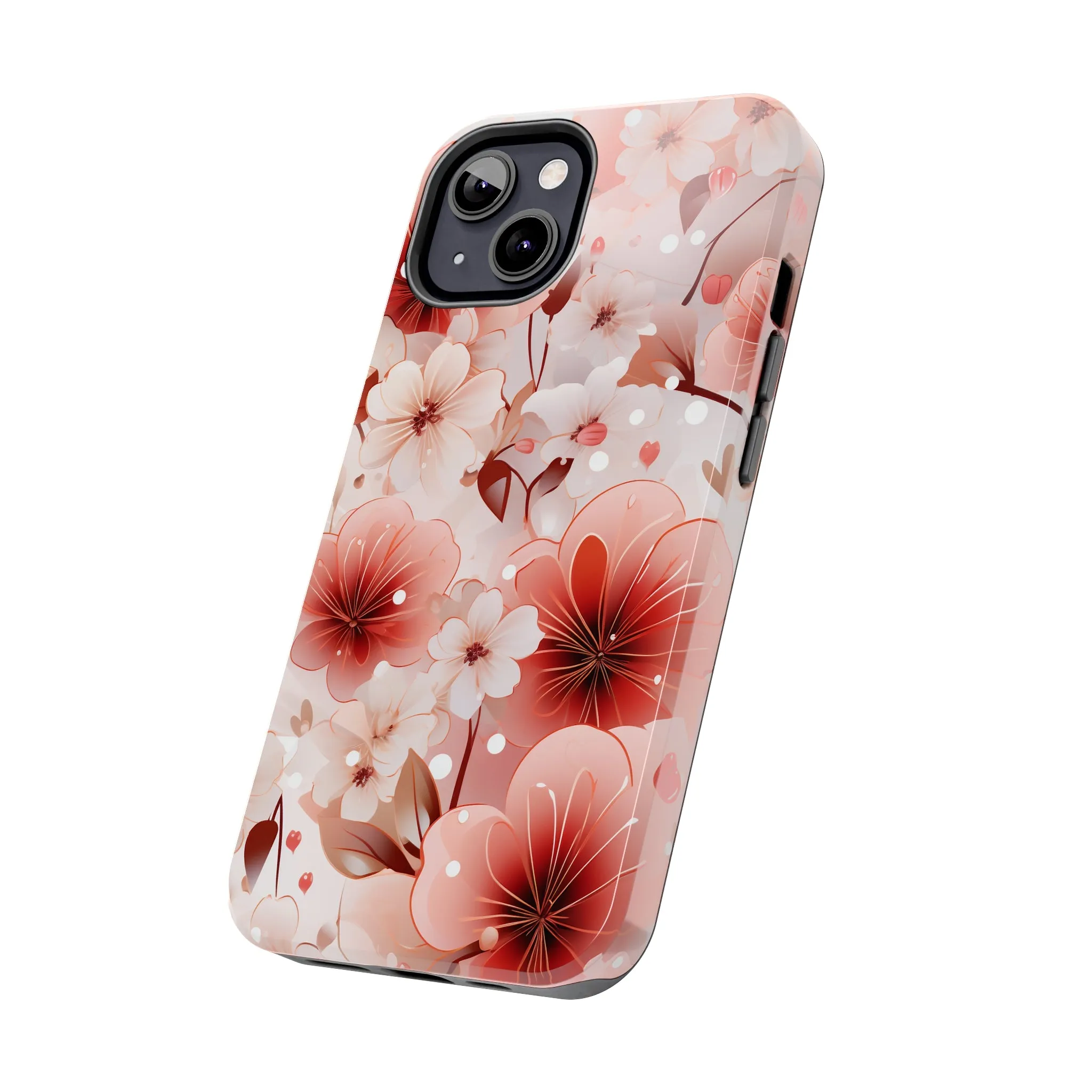 Pink Floral Pattern Design Tough Phone Case compatible with a large variety of iPhone models, Gift, Phone Case