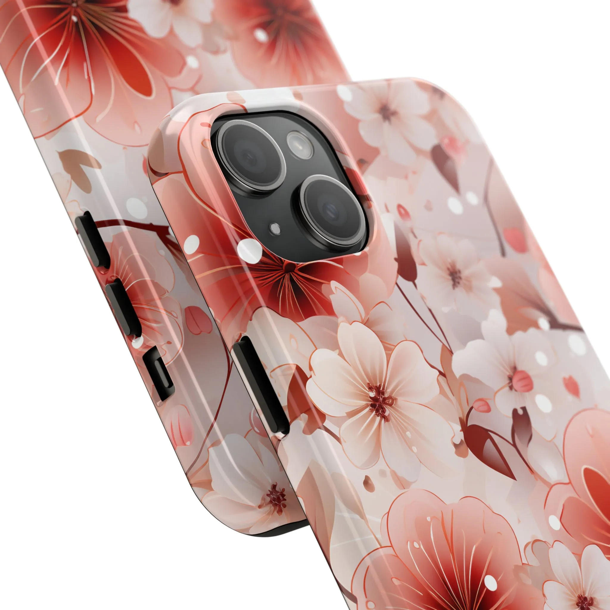 Pink Floral Pattern Design Tough Phone Case compatible with a large variety of iPhone models, Gift, Phone Case