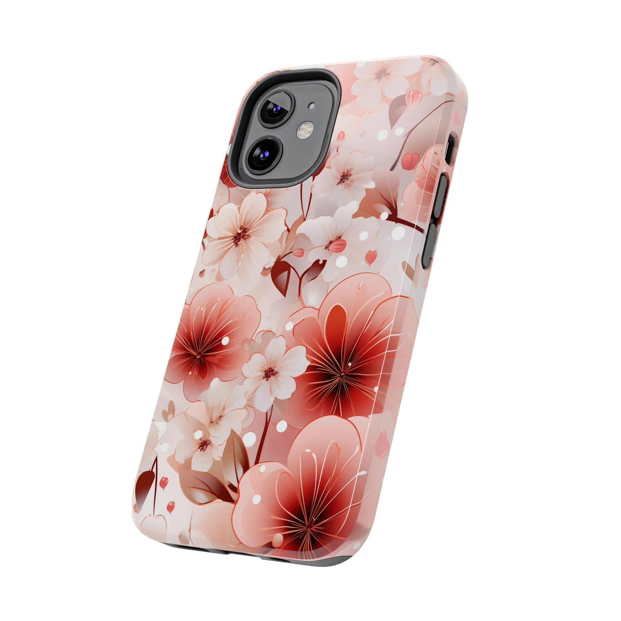 Pink Floral Pattern Design Tough Phone Case compatible with a large variety of iPhone models, Gift, Phone Case