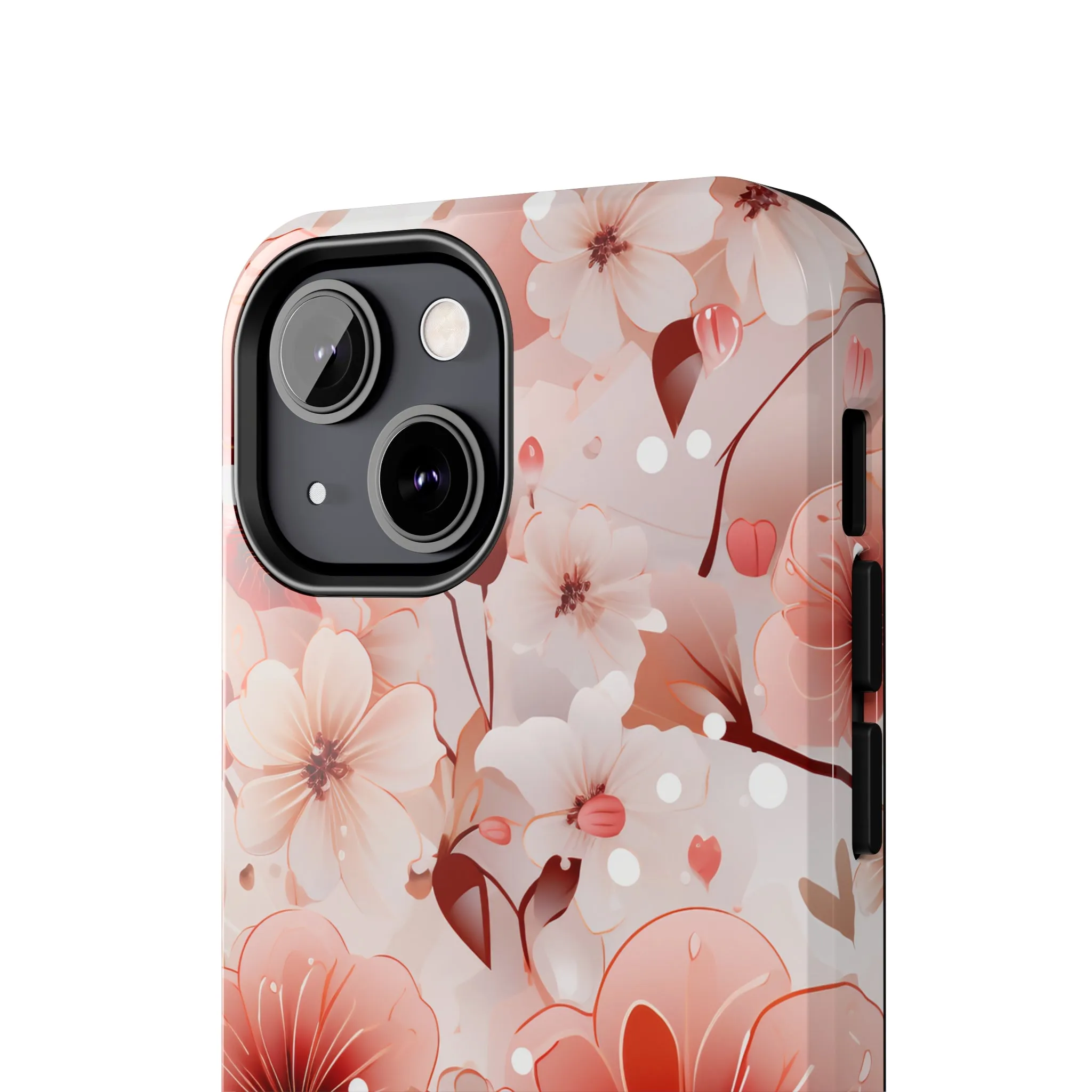 Pink Floral Pattern Design Tough Phone Case compatible with a large variety of iPhone models, Gift, Phone Case