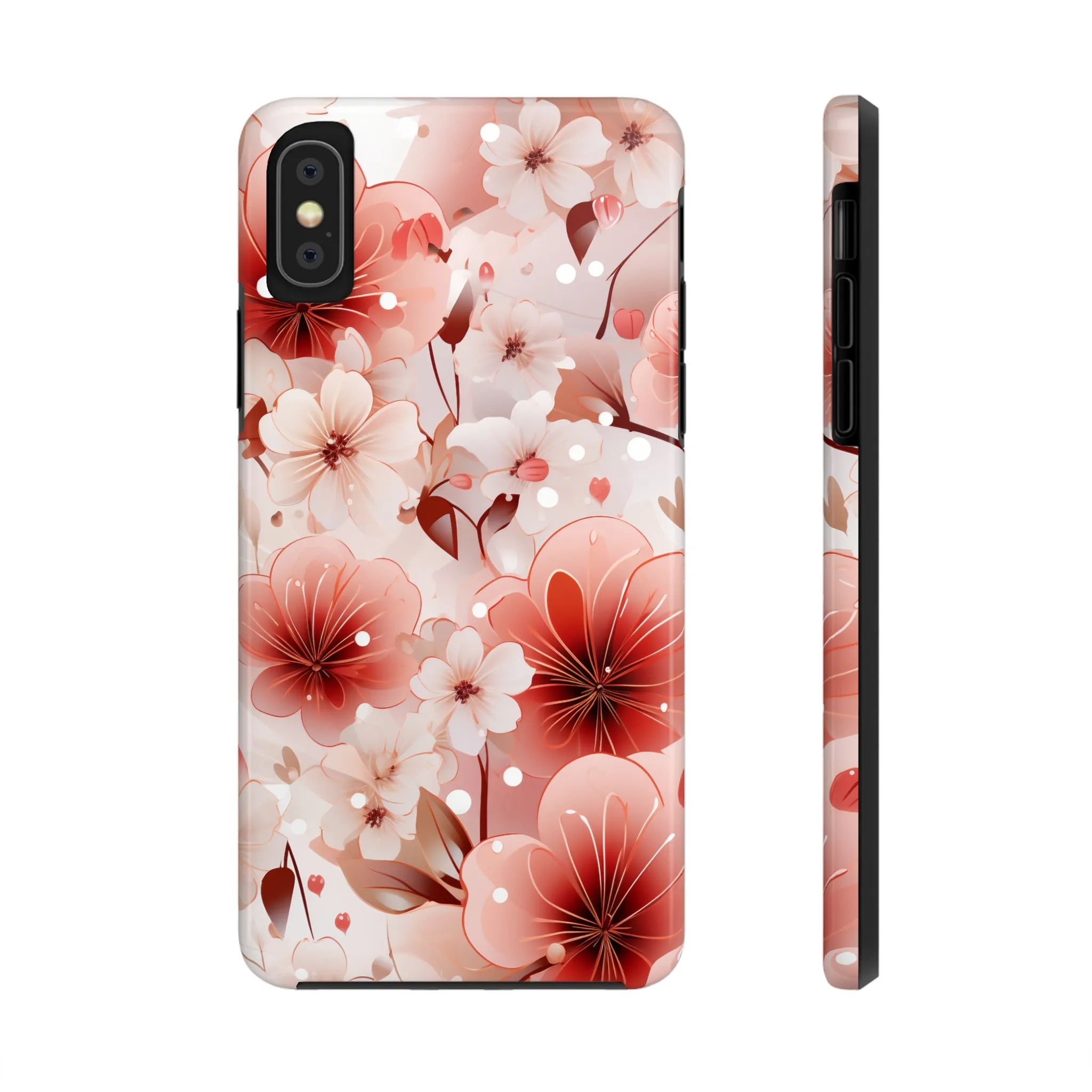 Pink Floral Pattern Design Tough Phone Case compatible with a large variety of iPhone models, Gift, Phone Case